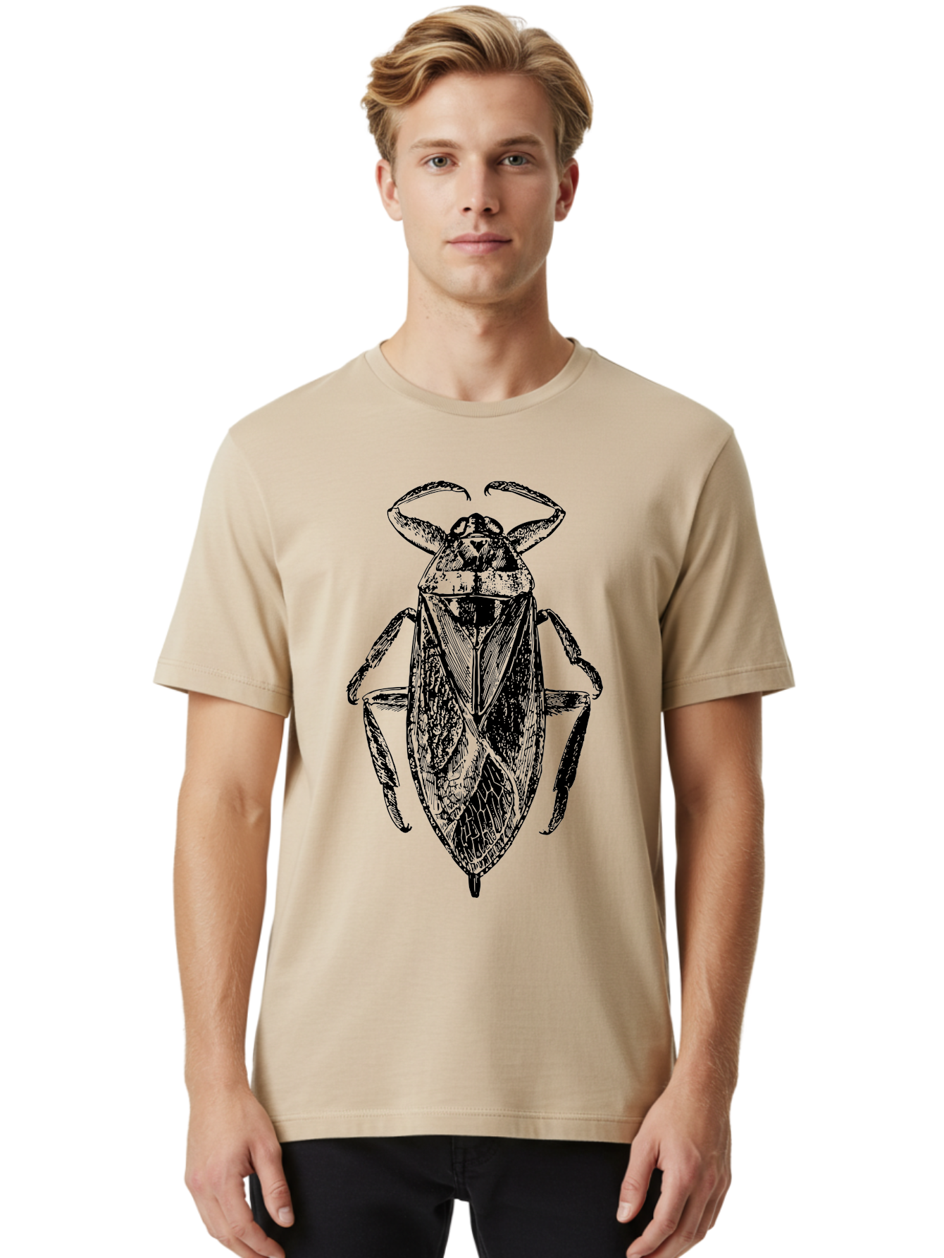 Bug-Illustration Men'S Graphic Tee, 100% Cotton, Comfortable Casual Summer Wear, Machine Washable, Insect Illustration, Entomology Art, Bug Drawing, Water Bug, Insect Anatomy, Wildlife Illustration, Detailed Artwork, Realistic Bug, Aab512