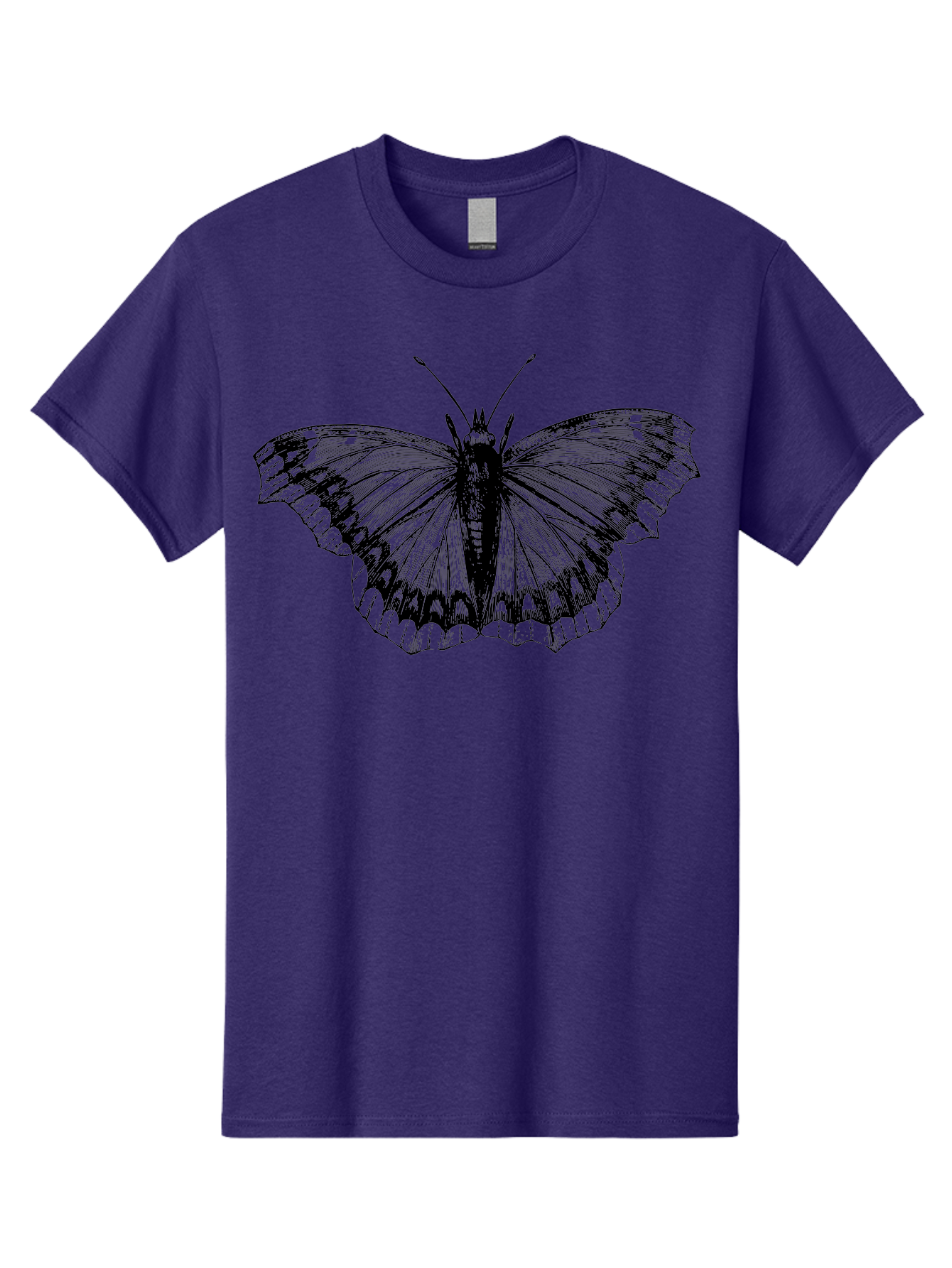 Butterfly-Illustration Men'S Graphic Tee, 100% Cotton, Comfortable Casual Summer Wear, Machine Washable, Butterfly Illustration, Insect Art, Wing Patterns, Detailed Drawing, Black And Green Hues, Fragile Beauty, Natural Design Aab514