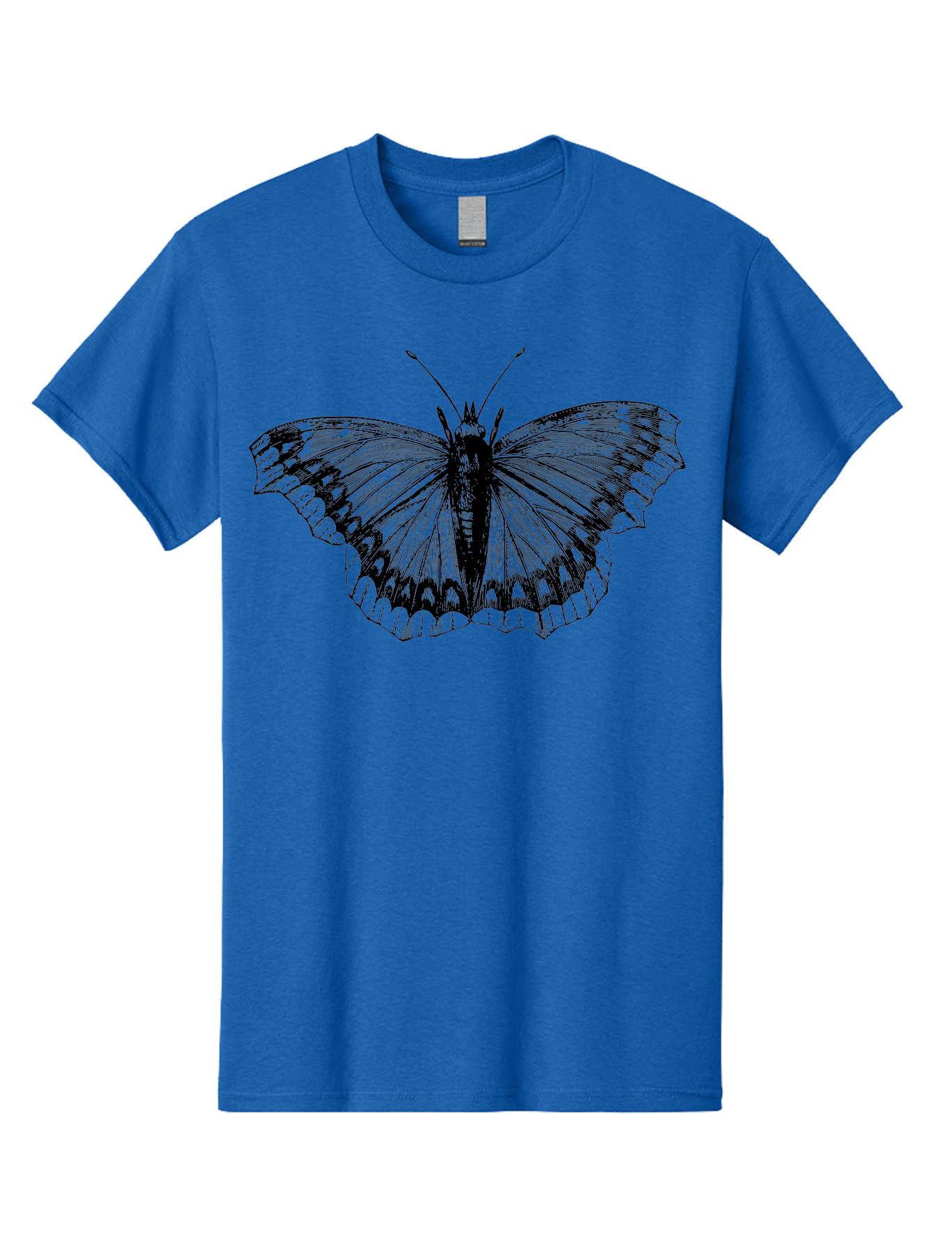 Butterfly-Illustration Men'S Graphic Tee, 100% Cotton, Comfortable Casual Summer Wear, Machine Washable, Butterfly Illustration, Insect Art, Wing Patterns, Detailed Drawing, Black And Green Hues, Fragile Beauty, Natural Design Aab514