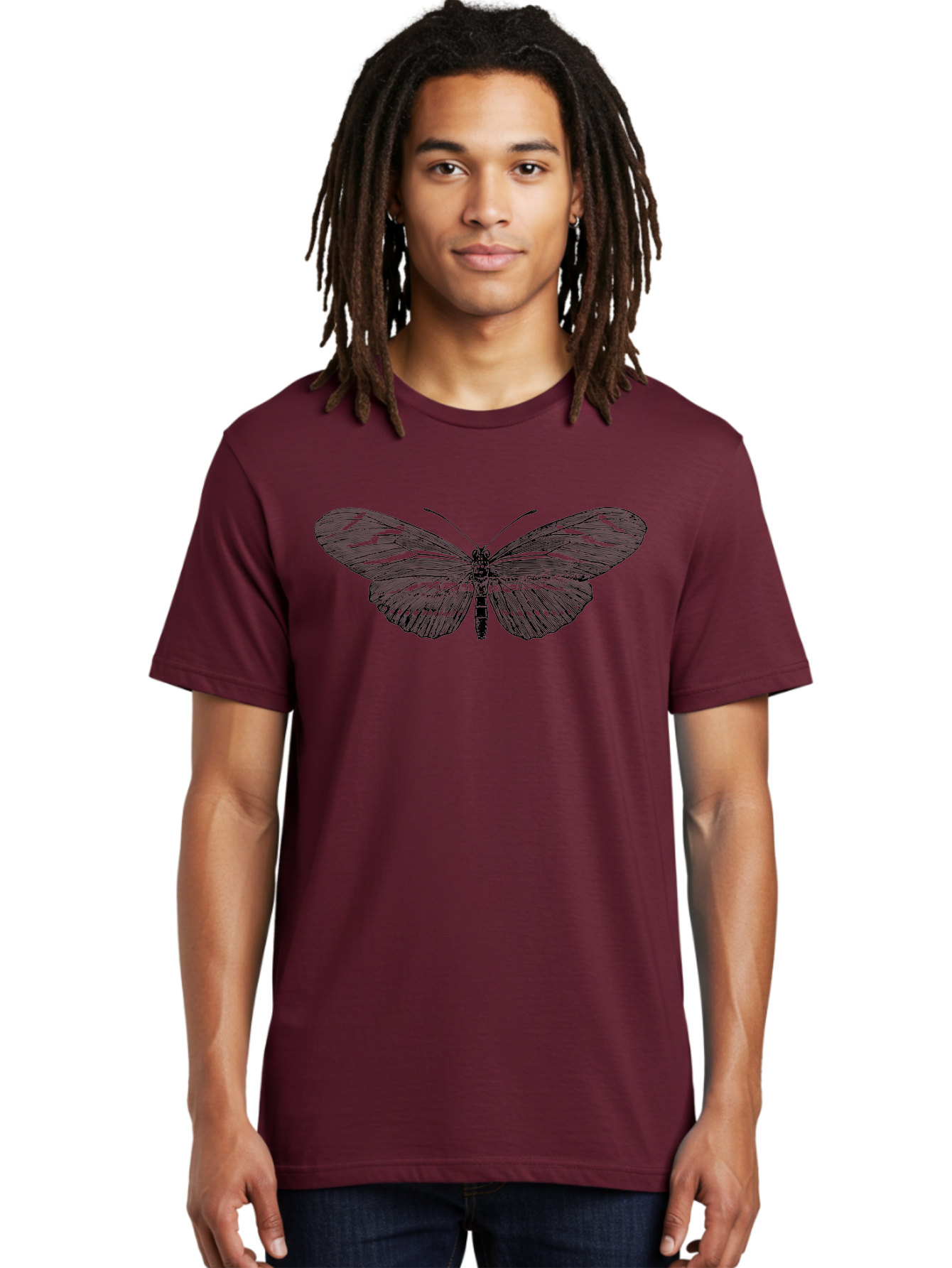 Butterfly-Silhouette-1 Men'S Graphic Tee, 100% Cotton, Comfortable Casual Summer Wear, Machine Washable, Delicate Butterfly, Intricate Details, Transparent Wings, Abstract Art, Insect Close-Up, Graphic Design Aab515