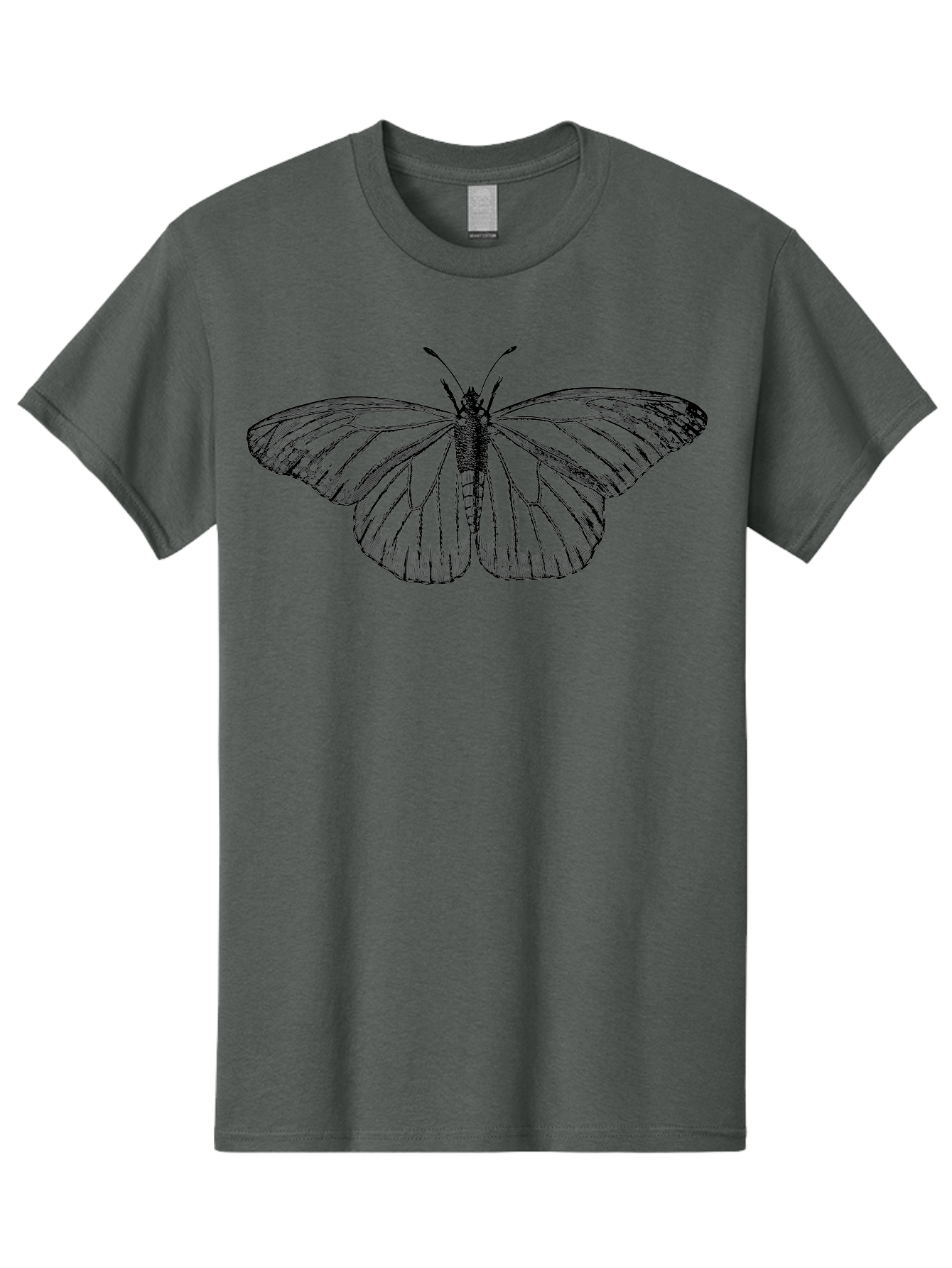 Butterfly Men'S Graphic Tee, 100% Cotton, Comfortable Casual Summer Wear, Machine Washable, Black Butterfly, Transparent Wings, Intricate Details, Delicate Patterns, Winged Insect, Symbolic Creature, Artistic Design, Natural Wonder, Aab517