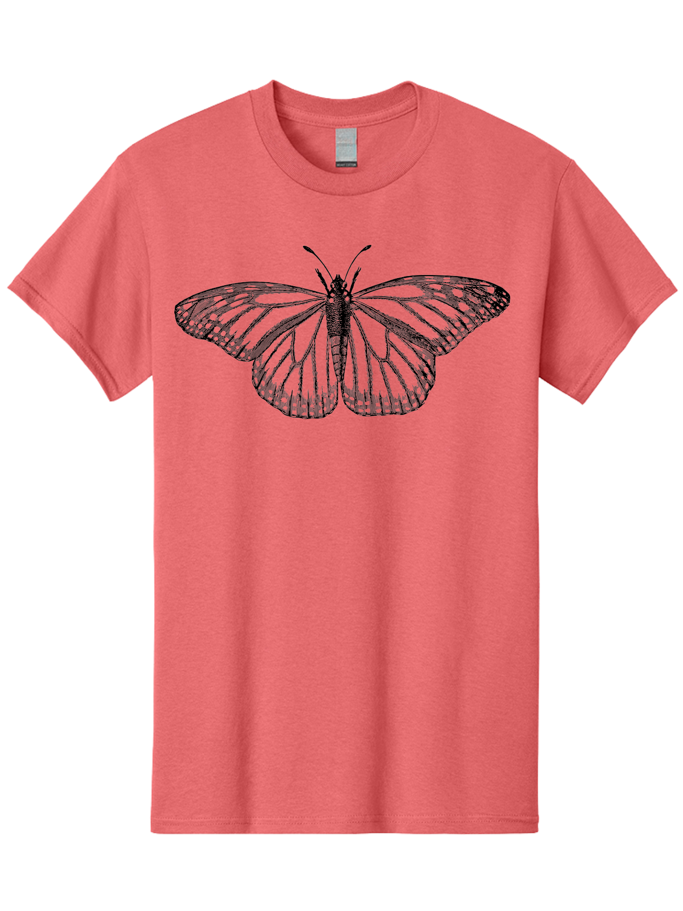 Butterfly Men'S Graphic Tee, 100% Cotton, Comfortable Casual Summer Wear, Machine Washable, Black Butterfly, Transparent Wings, Intricate Details, Delicate Patterns, Winged Insect, Symbolic Creature, Artistic Design, Natural Wonder, Aab517