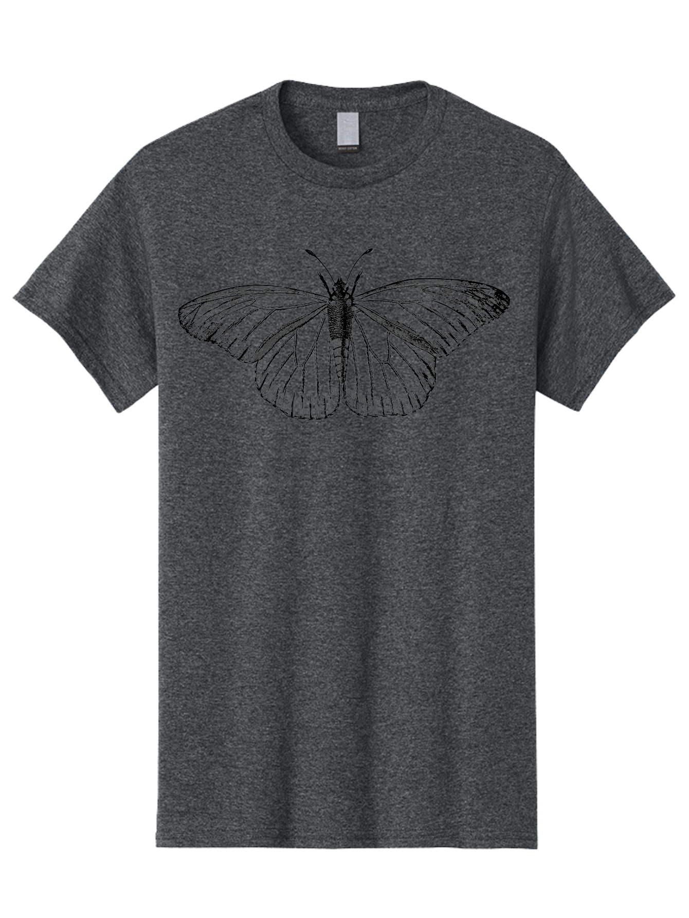 Butterfly Men'S Graphic Tee, 100% Cotton, Comfortable Casual Summer Wear, Machine Washable, Black Butterfly, Transparent Wings, Intricate Details, Delicate Patterns, Winged Insect, Symbolic Creature, Artistic Design, Natural Wonder, Aab517