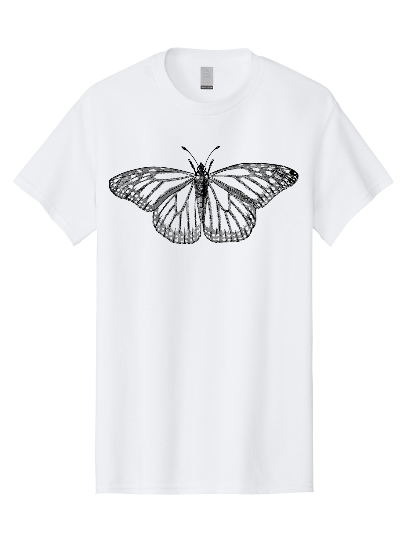 Butterfly Men'S Graphic Tee, 100% Cotton, Comfortable Casual Summer Wear, Machine Washable, Black Butterfly, Transparent Wings, Intricate Details, Delicate Patterns, Winged Insect, Symbolic Creature, Artistic Design, Natural Wonder, Aab517