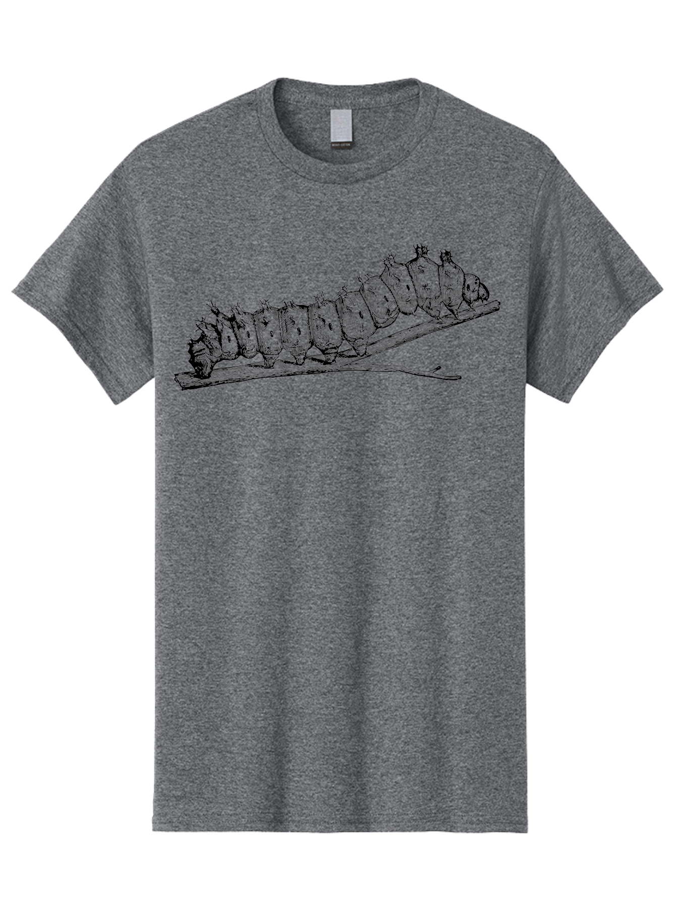 Caterpillar-On-Branch Men'S Graphic Tee, 100% Cotton, Comfortable Casual Summer Wear, Machine Washable, Caterpillar On Branch, Insect Metamorphosis, Garden Pests, Butterfly Life Cycle, Caterpillar Stages, Insect Illustration, Entomology Art Aab518