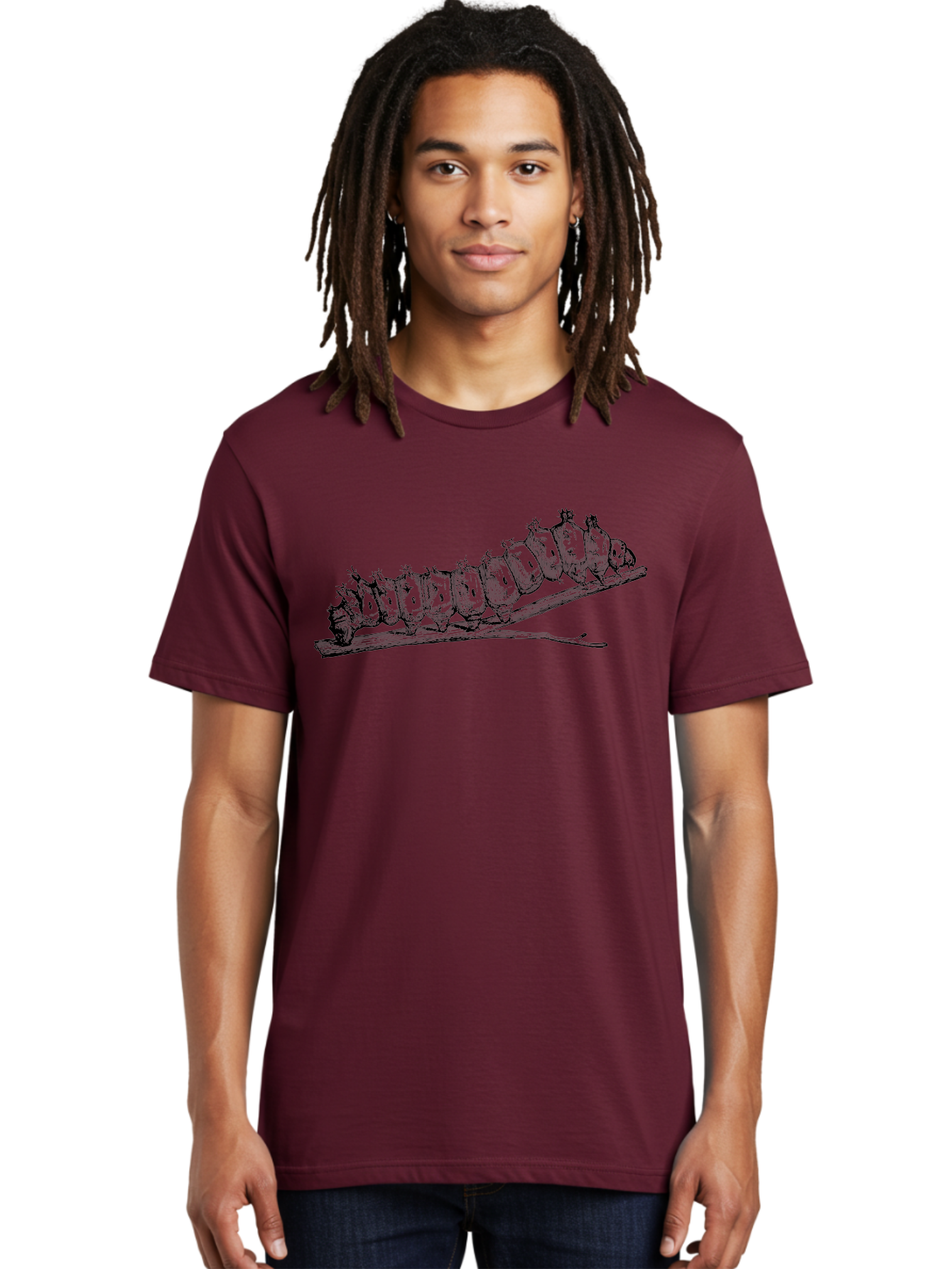Caterpillar-On-Branch Men'S Graphic Tee, 100% Cotton, Comfortable Casual Summer Wear, Machine Washable, Caterpillar On Branch, Insect Metamorphosis, Garden Pests, Butterfly Life Cycle, Caterpillar Stages, Insect Illustration, Entomology Art Aab518