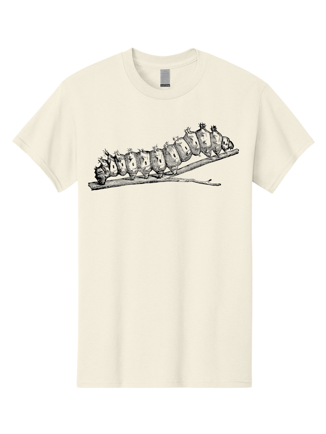 Caterpillar-On-Branch Men'S Graphic Tee, 100% Cotton, Comfortable Casual Summer Wear, Machine Washable, Caterpillar On Branch, Insect Metamorphosis, Garden Pests, Butterfly Life Cycle, Caterpillar Stages, Insect Illustration, Entomology Art Aab518