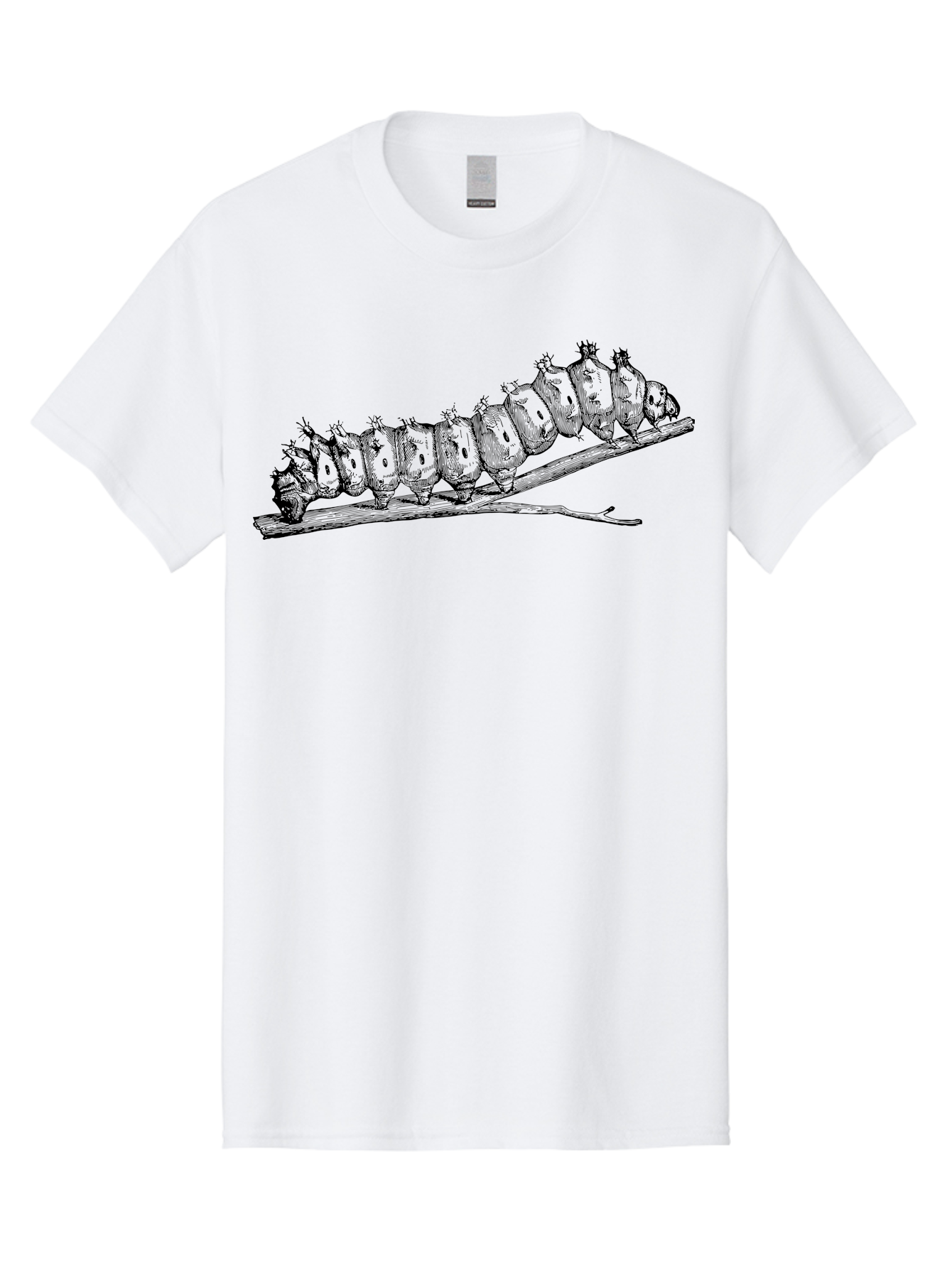 Caterpillar-On-Branch Men'S Graphic Tee, 100% Cotton, Comfortable Casual Summer Wear, Machine Washable, Caterpillar On Branch, Insect Metamorphosis, Garden Pests, Butterfly Life Cycle, Caterpillar Stages, Insect Illustration, Entomology Art Aab518