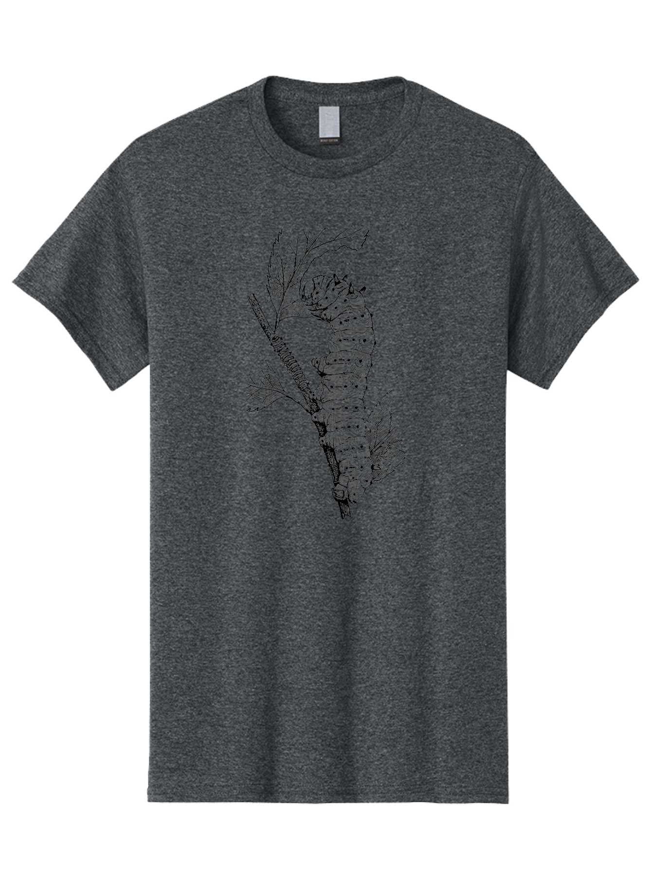 Caterpillar-On-Leaf-1 Men'S Graphic Tee, 100% Cotton, Comfortable Casual Summer Wear, Machine Washable, Caterpillar Eating Leaf, Insect Metamorphosis, Wildlife Illustration, Caterpillar Stage, Leaf Damage, Insect Life Cycle, Garden Pest Aab519