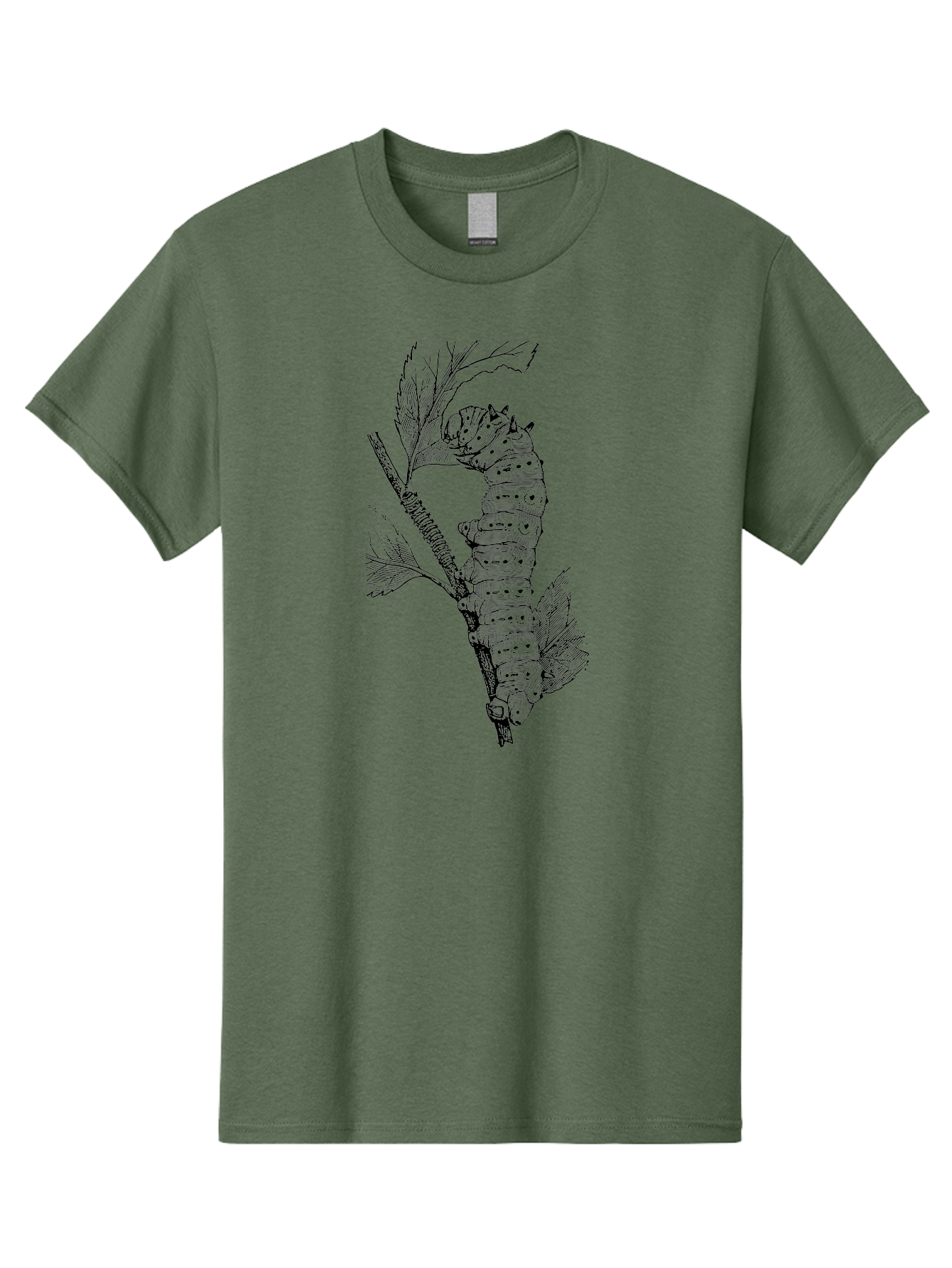 Caterpillar-On-Leaf-1 Men'S Graphic Tee, 100% Cotton, Comfortable Casual Summer Wear, Machine Washable, Caterpillar Eating Leaf, Insect Metamorphosis, Wildlife Illustration, Caterpillar Stage, Leaf Damage, Insect Life Cycle, Garden Pest Aab519