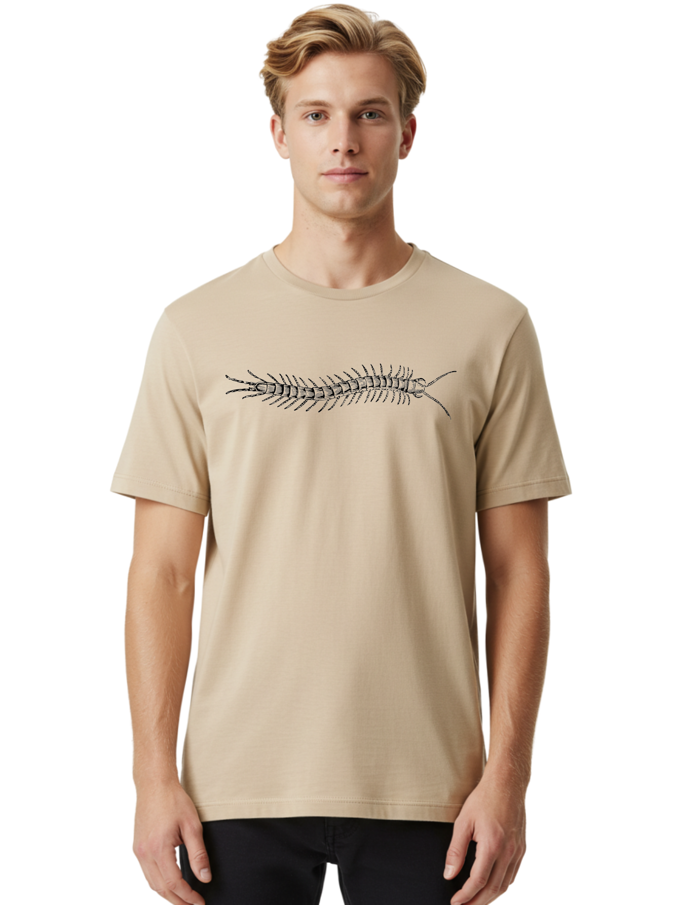 Centipede-1 Men'S Graphic Tee, 100% Cotton, Comfortable Casual Summer Wear, Machine Washable, Centipede, Insect, Arthropod, Segmented Body, Multiple Legs, Long Antennae, Creepy Crawlers, Entomology, Wildlife, Fauna Aab521