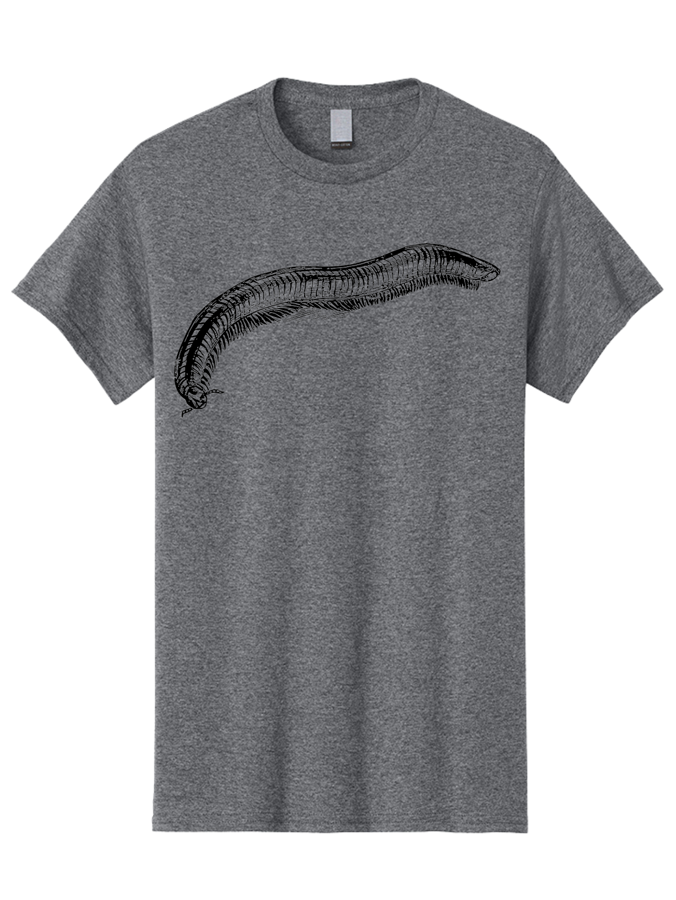 Centipede Men'S Graphic Tee, 100% Cotton, Comfortable Casual Summer Wear, Machine Washable, Centipede, Arthropod, Insect Anatomy, Detailed Drawing, Black Lines, Simple Background, Invertebrate, Segmented Body, Many Legs Aab522