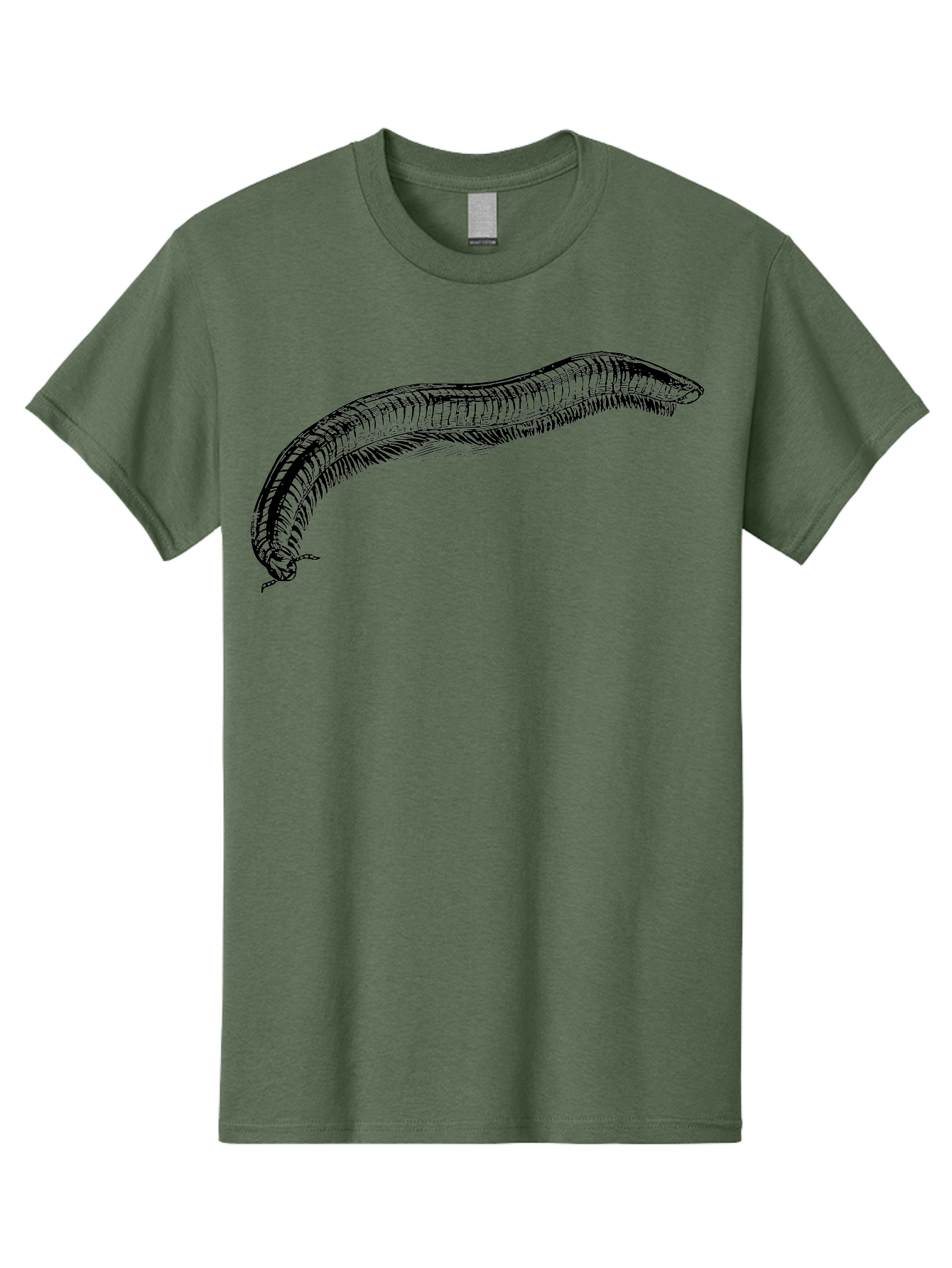 Centipede Men'S Graphic Tee, 100% Cotton, Comfortable Casual Summer Wear, Machine Washable, Centipede, Arthropod, Insect Anatomy, Detailed Drawing, Black Lines, Simple Background, Invertebrate, Segmented Body, Many Legs Aab522