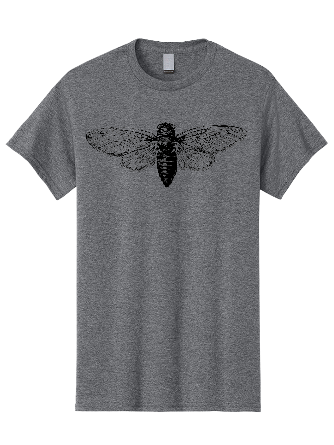 Cicada Men'S Graphic Tee, 100% Cotton, Comfortable Casual Summer Wear, Machine Washable, Cicada Insect, Insect Illustration, Bug Art, Entomology, Wildlife Graphics, Insect Wings, Detailed Drawing, Black And Green, Cicada Species Aab523