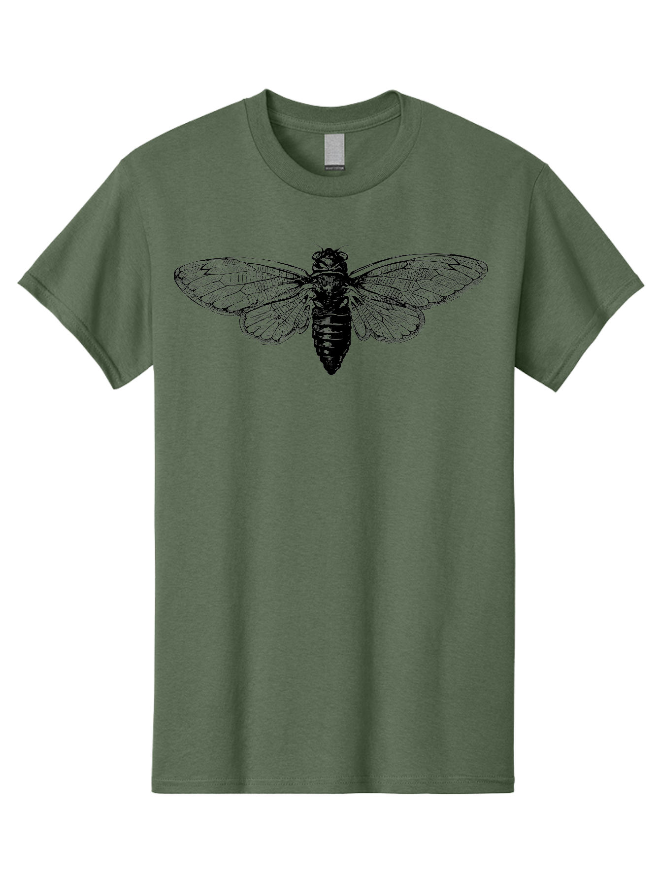 Cicada Men'S Graphic Tee, 100% Cotton, Comfortable Casual Summer Wear, Machine Washable, Cicada Insect, Insect Illustration, Bug Art, Entomology, Wildlife Graphics, Insect Wings, Detailed Drawing, Black And Green, Cicada Species Aab523