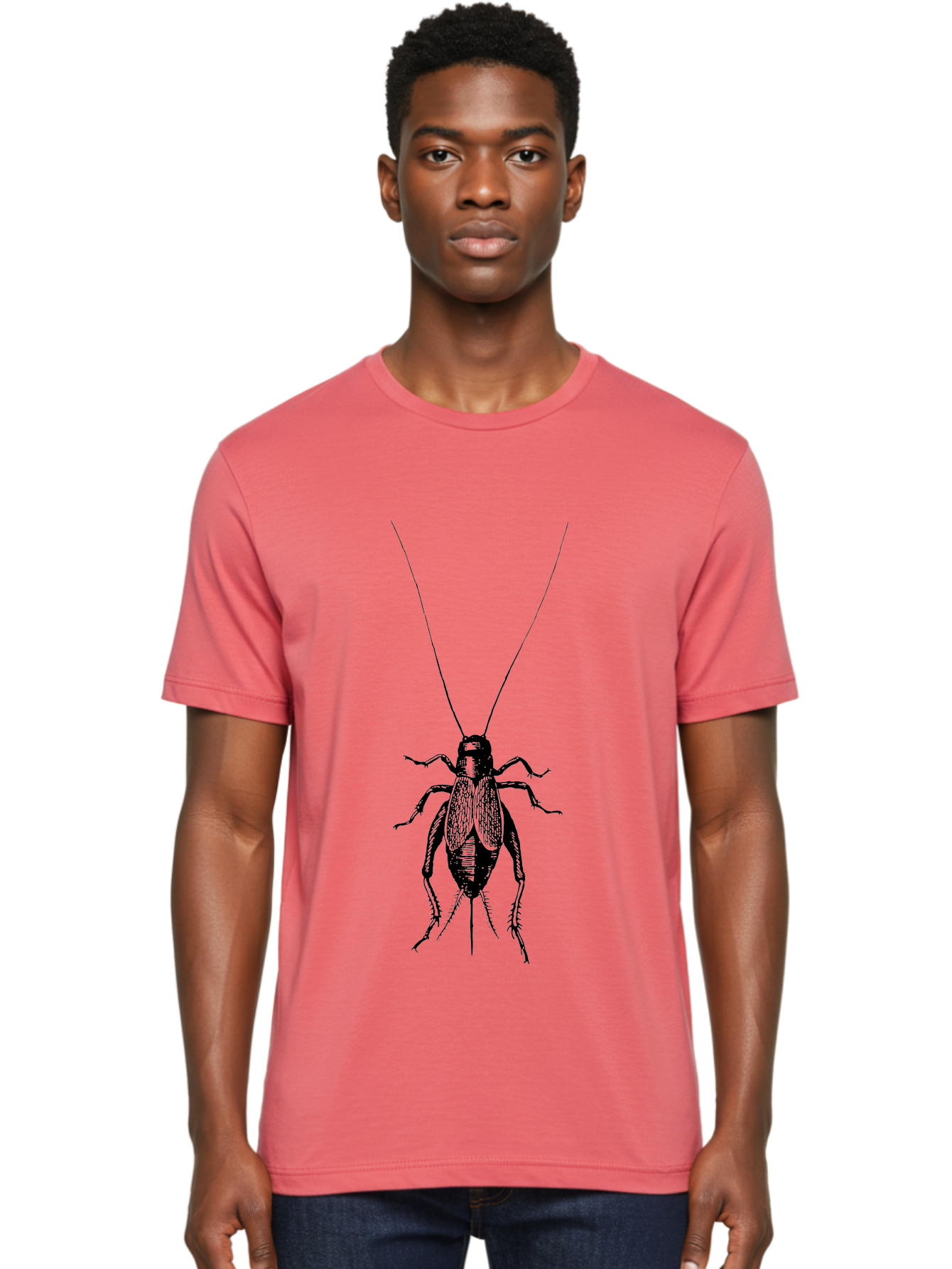 Cricket-1 Men'S Graphic Tee, 100% Cotton, Comfortable Casual Summer Wear, Machine Washable, Black Cockroach, Insect Silhouette, Detailed Illustration, Creepy Crawlies, Entomology Art, Bug Graphics, Vector Design, Pest Control Imagery Aab524