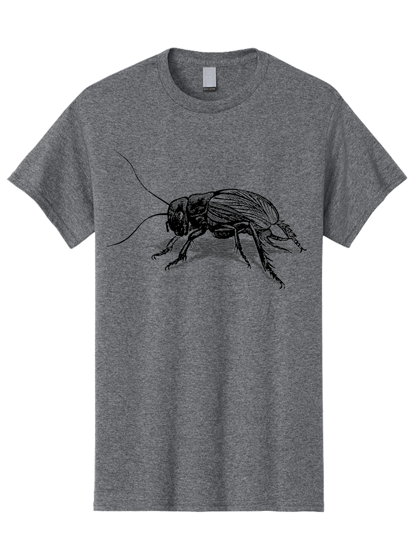 Cricket-2 Men'S Graphic Tee, 100% Cotton, Comfortable Casual Summer Wear, Machine Washable, Cricket Insect, Black Illustration, Detailed Drawing, Insect Anatomy, Entomology Art, Wildlife Illustration, Insect Wings, Long Antennae Aab525