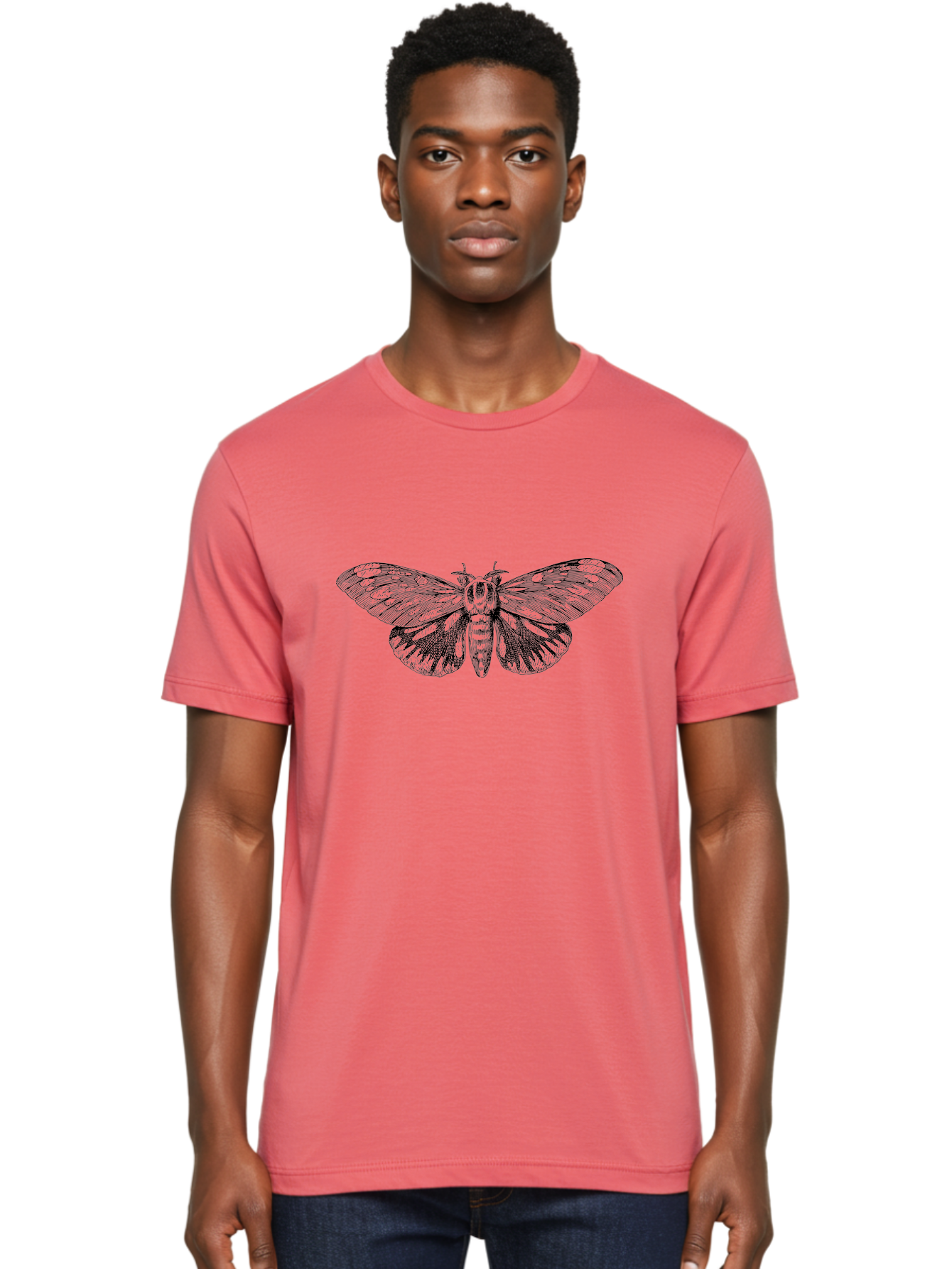 Death-S-Head-Hawkmoth Men'S Graphic Tee, 100% Cotton, Comfortable Casual Summer Wear, Machine Washable, Moth Illustration, Insect Art, Detailed Drawing, Butterfly Design, Wing Pattern, Entomology, Delicate Wings, Ornate Details, Abstract Art Aab527