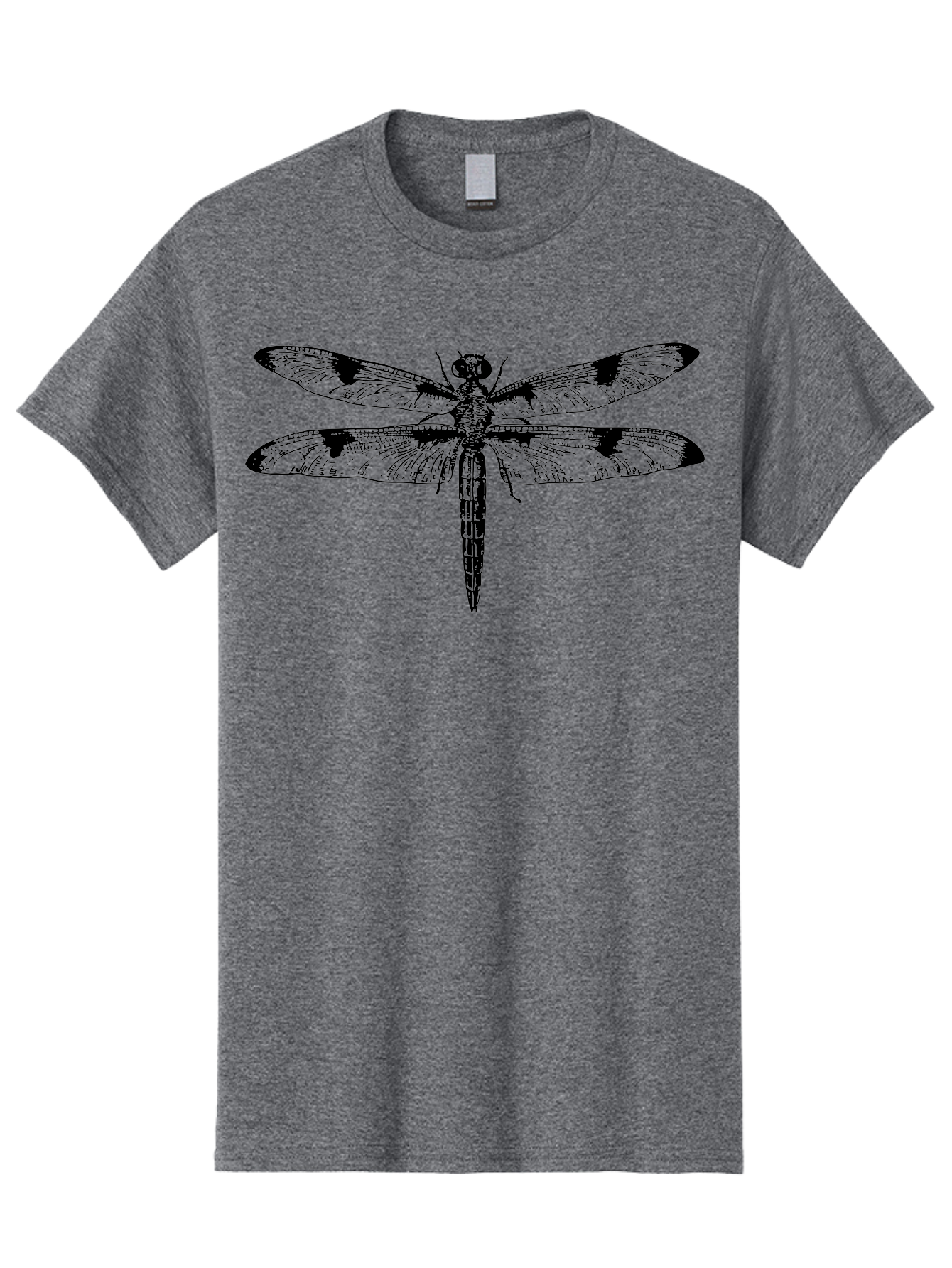 Dragonfly Men'S Graphic Tee, 100% Cotton, Comfortable Casual Summer Wear, Machine Washable, Black And White Dragonfly Art, Insect Illustration, Detailed Wings, Wildlife Artwork, Dragonfly Design, Nature Graphics Aab529