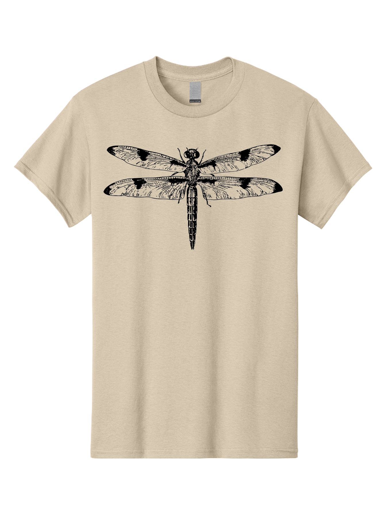Dragonfly Men'S Graphic Tee, 100% Cotton, Comfortable Casual Summer Wear, Machine Washable, Black And White Dragonfly Art, Insect Illustration, Detailed Wings, Wildlife Artwork, Dragonfly Design, Nature Graphics Aab529