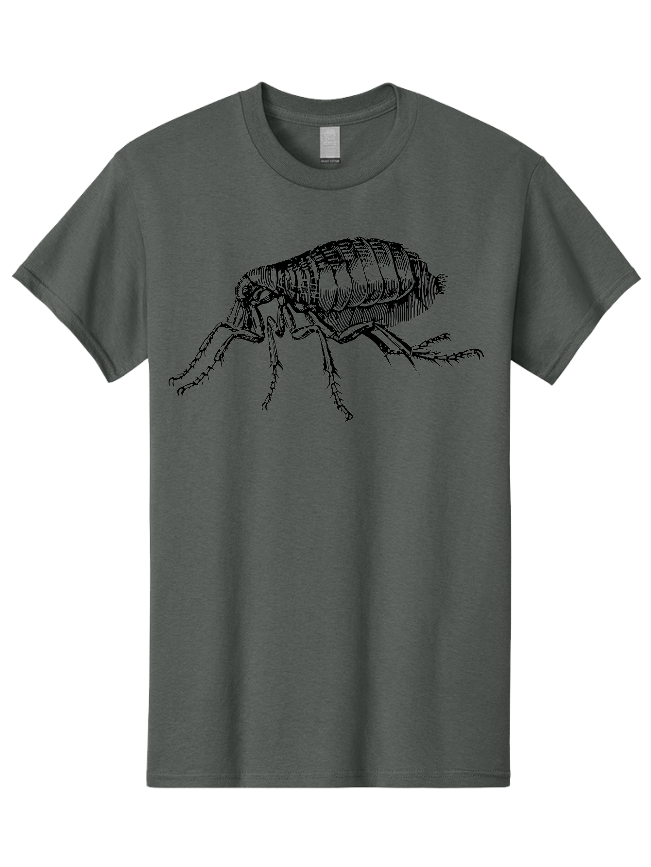 Flea Men'S Graphic Tee, 100% Cotton, Comfortable Casual Summer Wear, Machine Washable, Flea, Insect, Parasite, Pest Control, Pet Care, Biting Insect, Black And White Illustration, Detailed Drawing, Six Legs Aab531