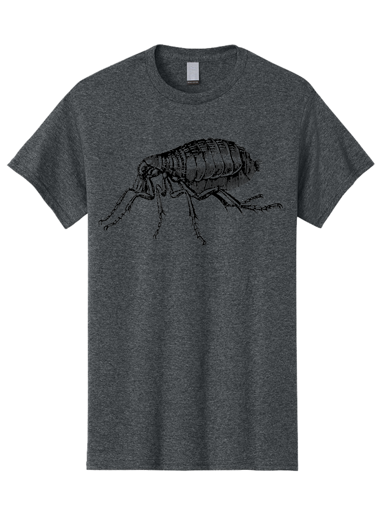 Flea Men'S Graphic Tee, 100% Cotton, Comfortable Casual Summer Wear, Machine Washable, Flea, Insect, Parasite, Pest Control, Pet Care, Biting Insect, Black And White Illustration, Detailed Drawing, Six Legs Aab531