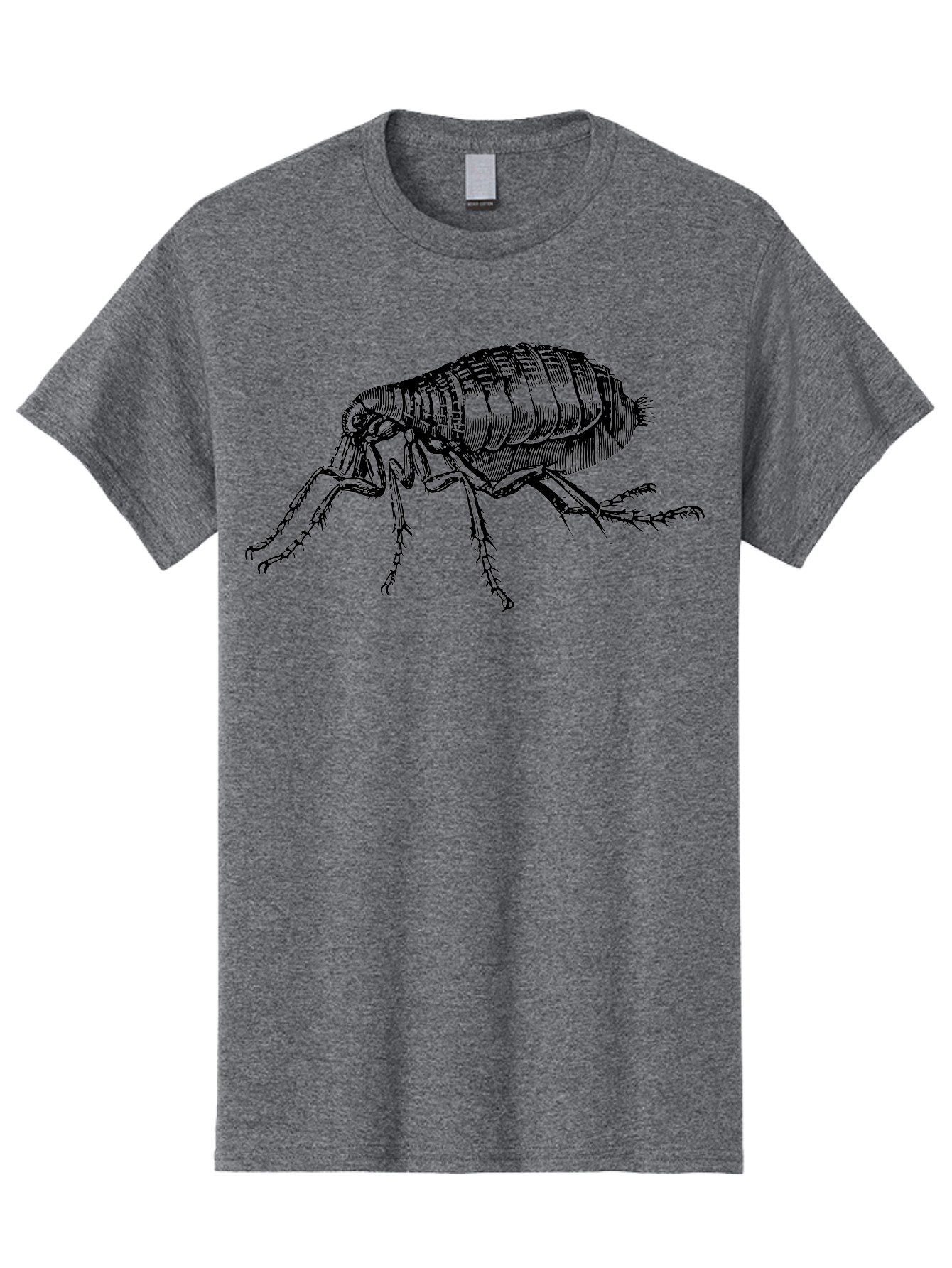 Flea Men'S Graphic Tee, 100% Cotton, Comfortable Casual Summer Wear, Machine Washable, Flea, Insect, Parasite, Pest Control, Pet Care, Biting Insect, Black And White Illustration, Detailed Drawing, Six Legs Aab531