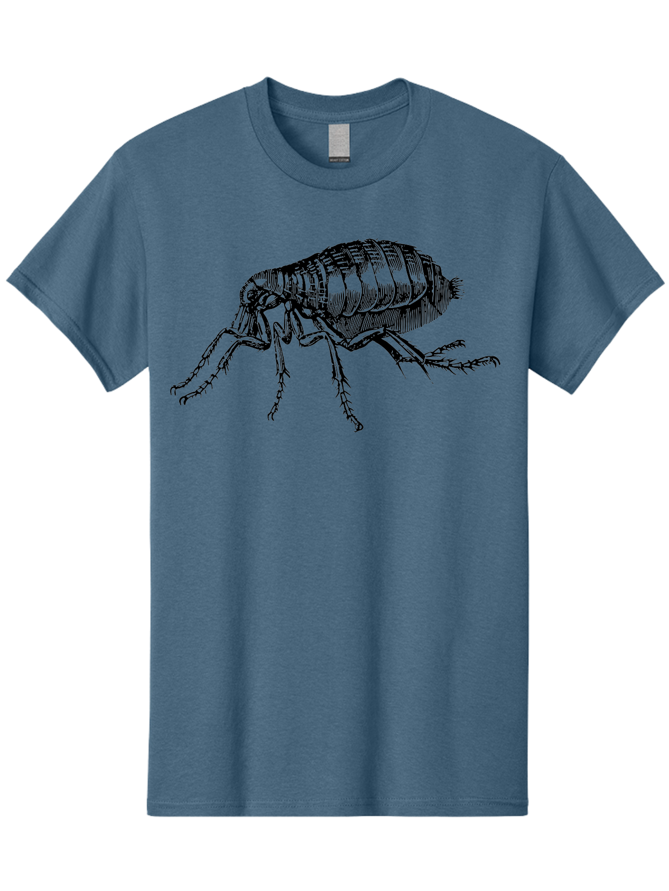 Flea Men'S Graphic Tee, 100% Cotton, Comfortable Casual Summer Wear, Machine Washable, Flea, Insect, Parasite, Pest Control, Pet Care, Biting Insect, Black And White Illustration, Detailed Drawing, Six Legs Aab531