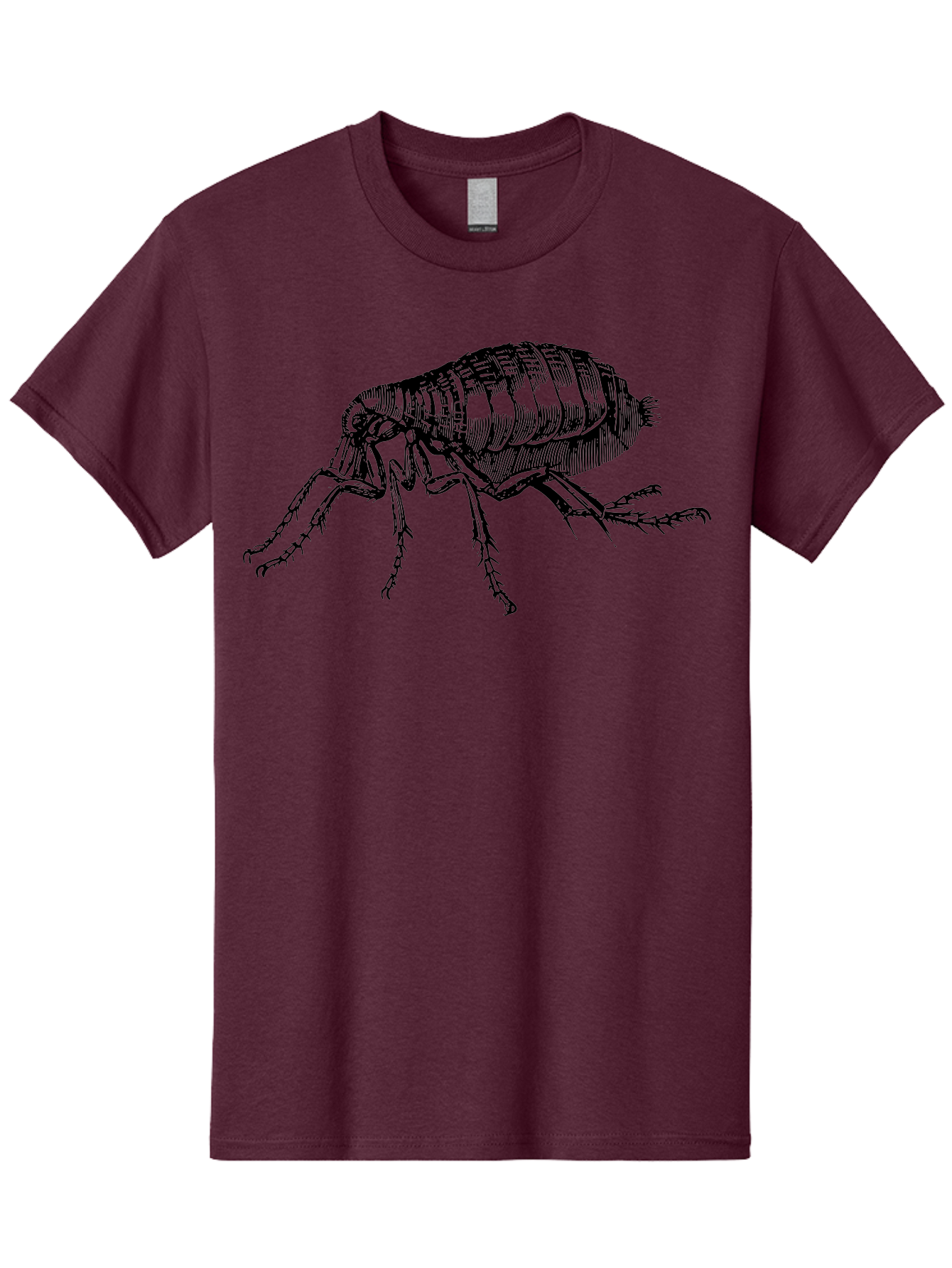 Flea Men'S Graphic Tee, 100% Cotton, Comfortable Casual Summer Wear, Machine Washable, Flea, Insect, Parasite, Pest Control, Pet Care, Biting Insect, Black And White Illustration, Detailed Drawing, Six Legs Aab531