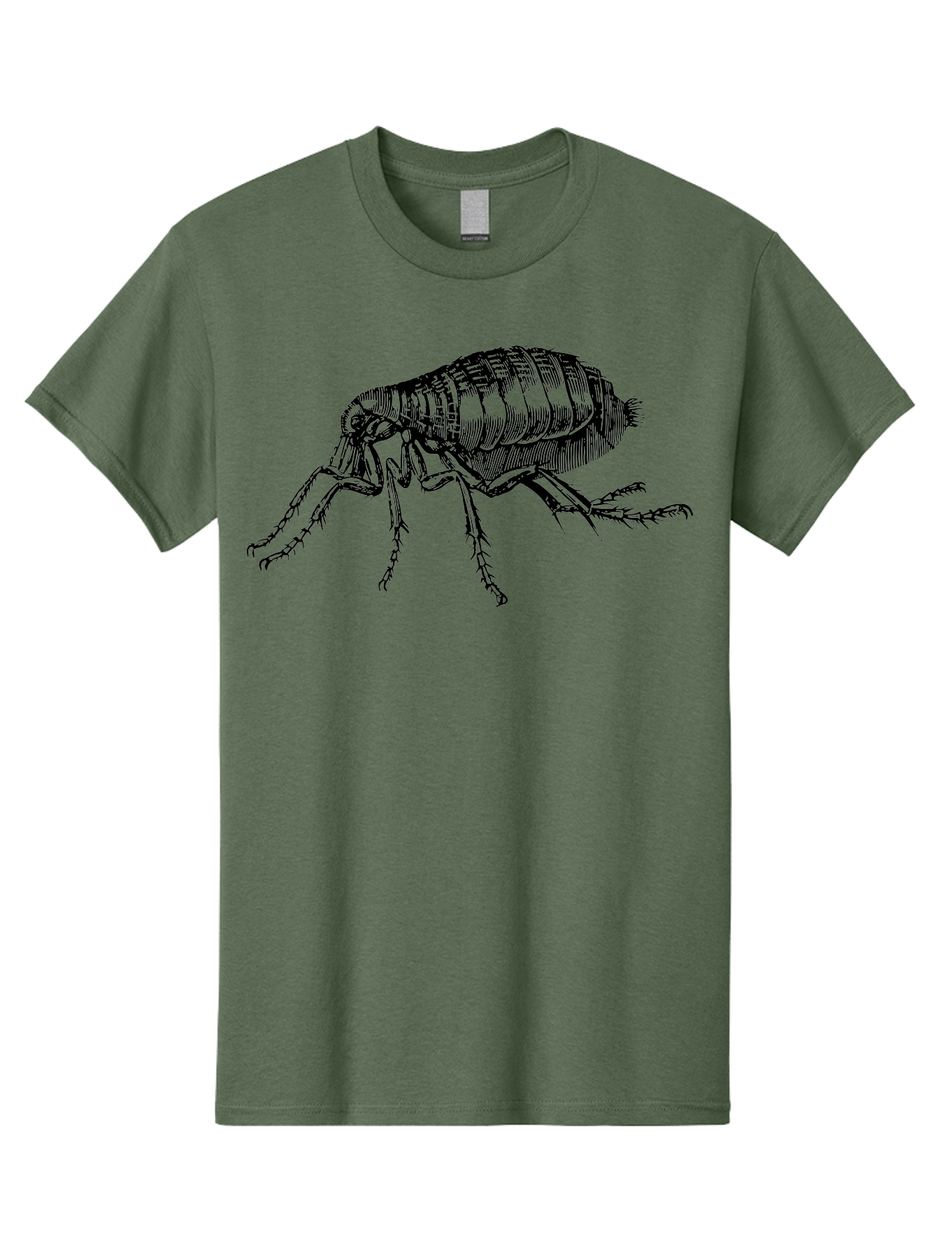 Flea Men'S Graphic Tee, 100% Cotton, Comfortable Casual Summer Wear, Machine Washable, Flea, Insect, Parasite, Pest Control, Pet Care, Biting Insect, Black And White Illustration, Detailed Drawing, Six Legs Aab531