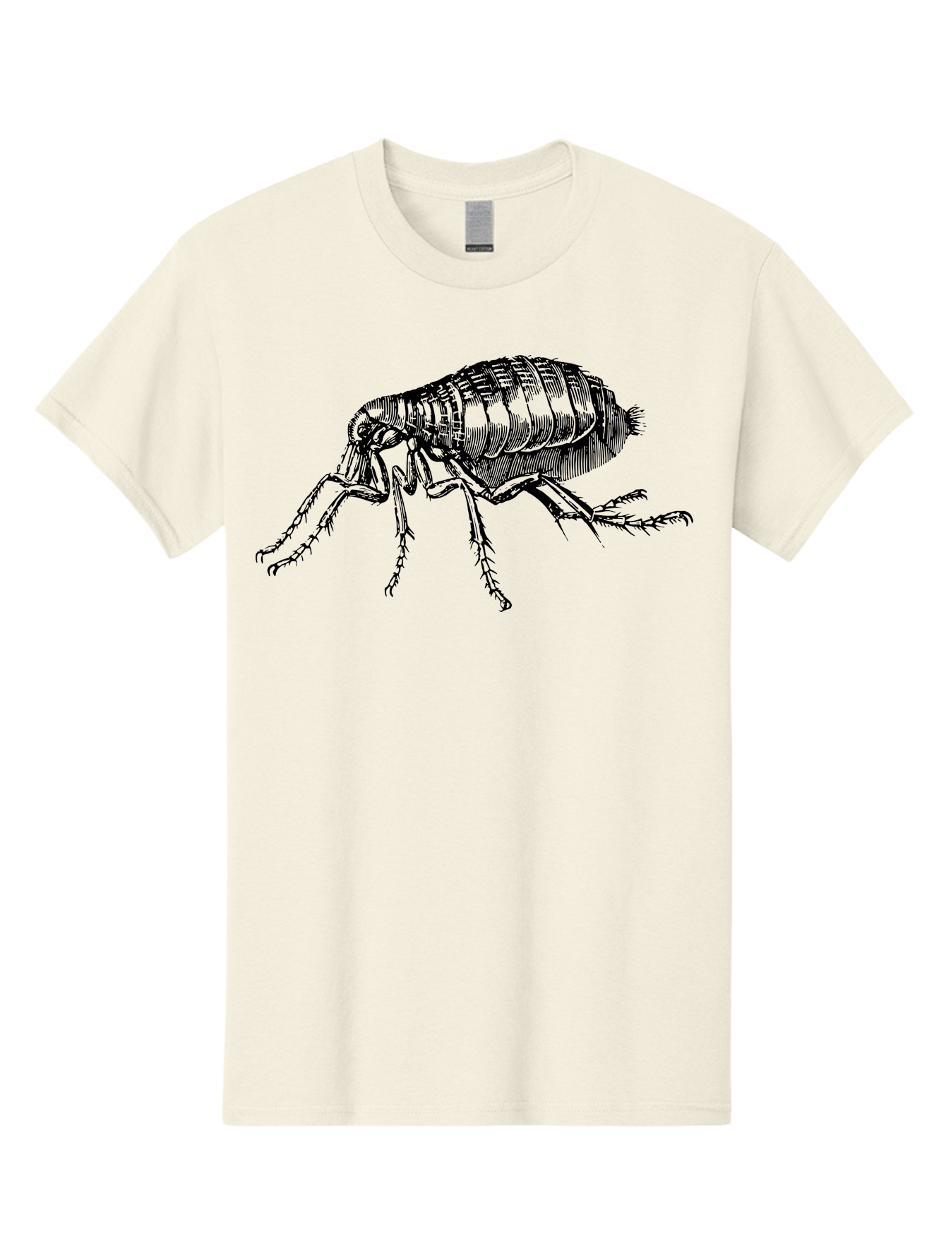 Flea Men'S Graphic Tee, 100% Cotton, Comfortable Casual Summer Wear, Machine Washable, Flea, Insect, Parasite, Pest Control, Pet Care, Biting Insect, Black And White Illustration, Detailed Drawing, Six Legs Aab531