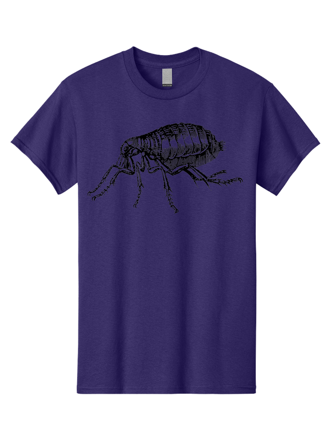 Flea Men'S Graphic Tee, 100% Cotton, Comfortable Casual Summer Wear, Machine Washable, Flea, Insect, Parasite, Pest Control, Pet Care, Biting Insect, Black And White Illustration, Detailed Drawing, Six Legs Aab531