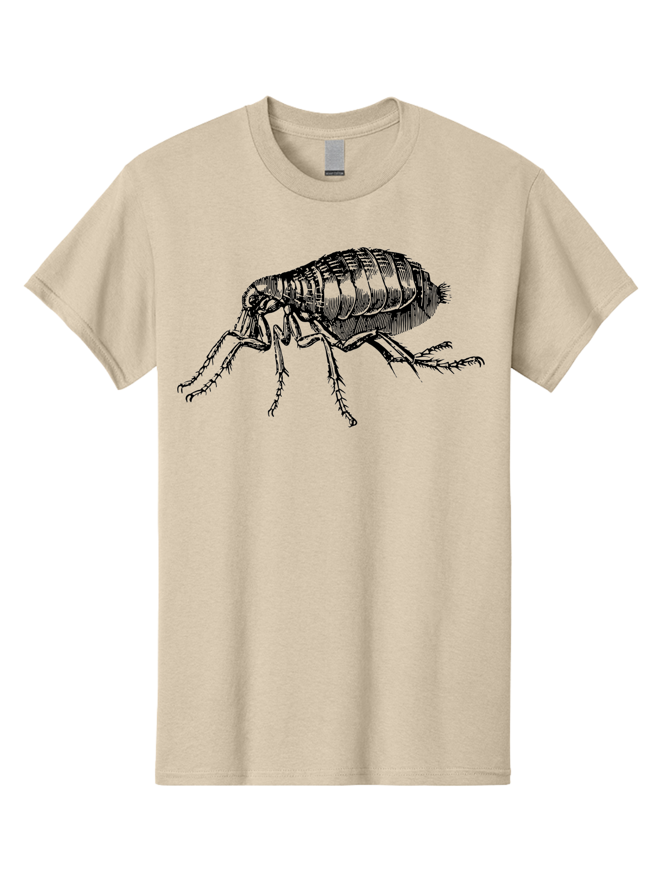Flea Men'S Graphic Tee, 100% Cotton, Comfortable Casual Summer Wear, Machine Washable, Flea, Insect, Parasite, Pest Control, Pet Care, Biting Insect, Black And White Illustration, Detailed Drawing, Six Legs Aab531