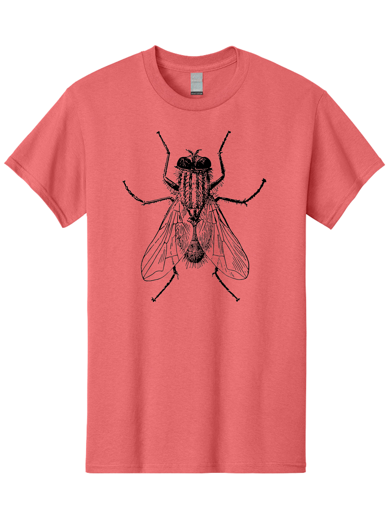 Fly-Illustration Men'S Graphic Tee, 100% Cotton, Comfortable Casual Summer Wear, Machine Washable, Fly, Insect, Black And White Illustration, Detailed Drawing, Entomology, Insect Anatomy, Fly Species, Winged Insect, Bug, Zoology Aab532