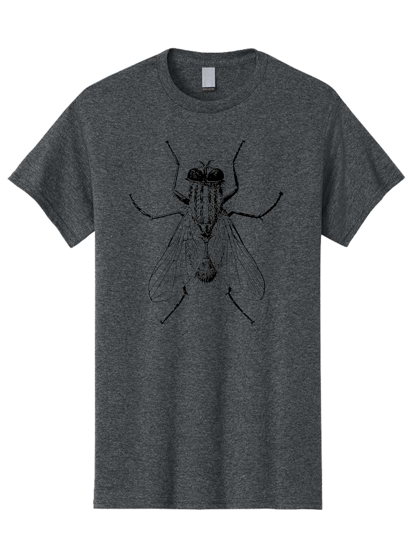 Fly-Illustration Men'S Graphic Tee, 100% Cotton, Comfortable Casual Summer Wear, Machine Washable, Fly, Insect, Black And White Illustration, Detailed Drawing, Entomology, Insect Anatomy, Fly Species, Winged Insect, Bug, Zoology Aab532