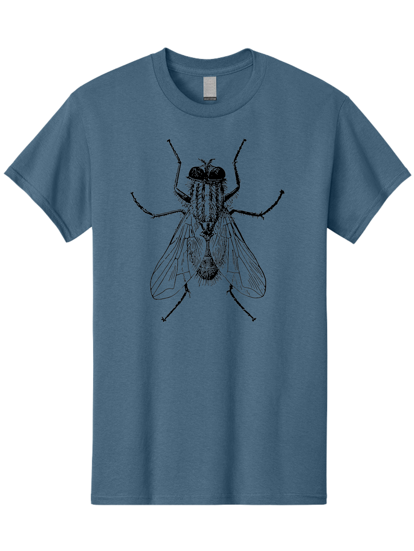Fly-Illustration Men'S Graphic Tee, 100% Cotton, Comfortable Casual Summer Wear, Machine Washable, Fly, Insect, Black And White Illustration, Detailed Drawing, Entomology, Insect Anatomy, Fly Species, Winged Insect, Bug, Zoology Aab532