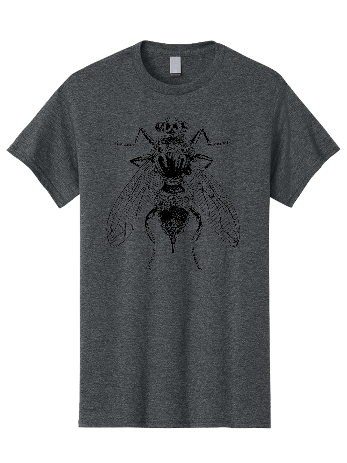 Fly-With-Chains Men'S Graphic Tee, 100% Cotton, Comfortable Casual Summer Wear, Machine Washable, Fly Illustration, Insect Art, Entomology, Chained Fly, Symbolic Art, Surreal Imagery, Detailed Drawing, Wings, Insects In Chains, Aab533