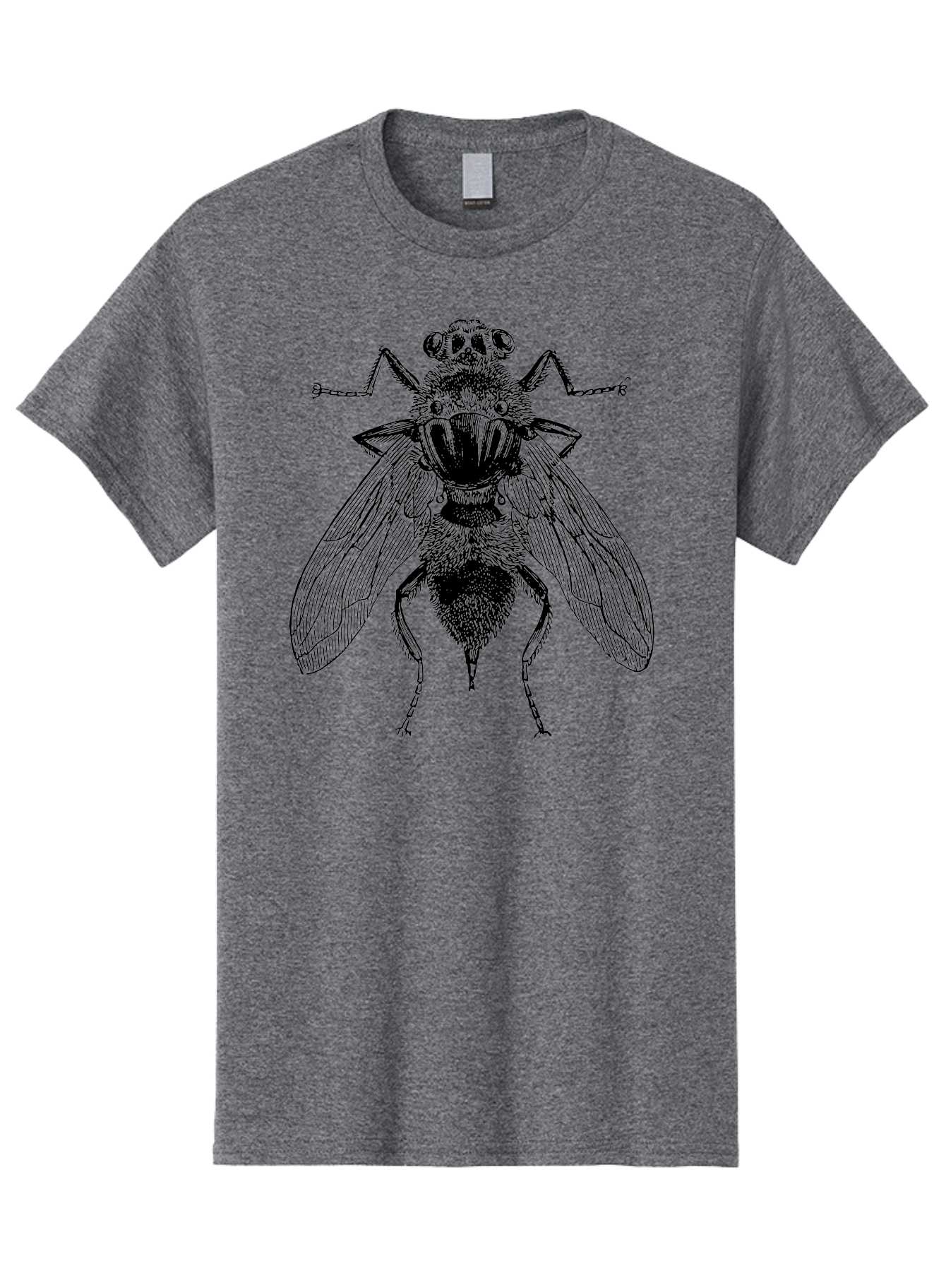 Fly-With-Chains Men'S Graphic Tee, 100% Cotton, Comfortable Casual Summer Wear, Machine Washable, Fly Illustration, Insect Art, Entomology, Chained Fly, Symbolic Art, Surreal Imagery, Detailed Drawing, Wings, Insects In Chains, Aab533