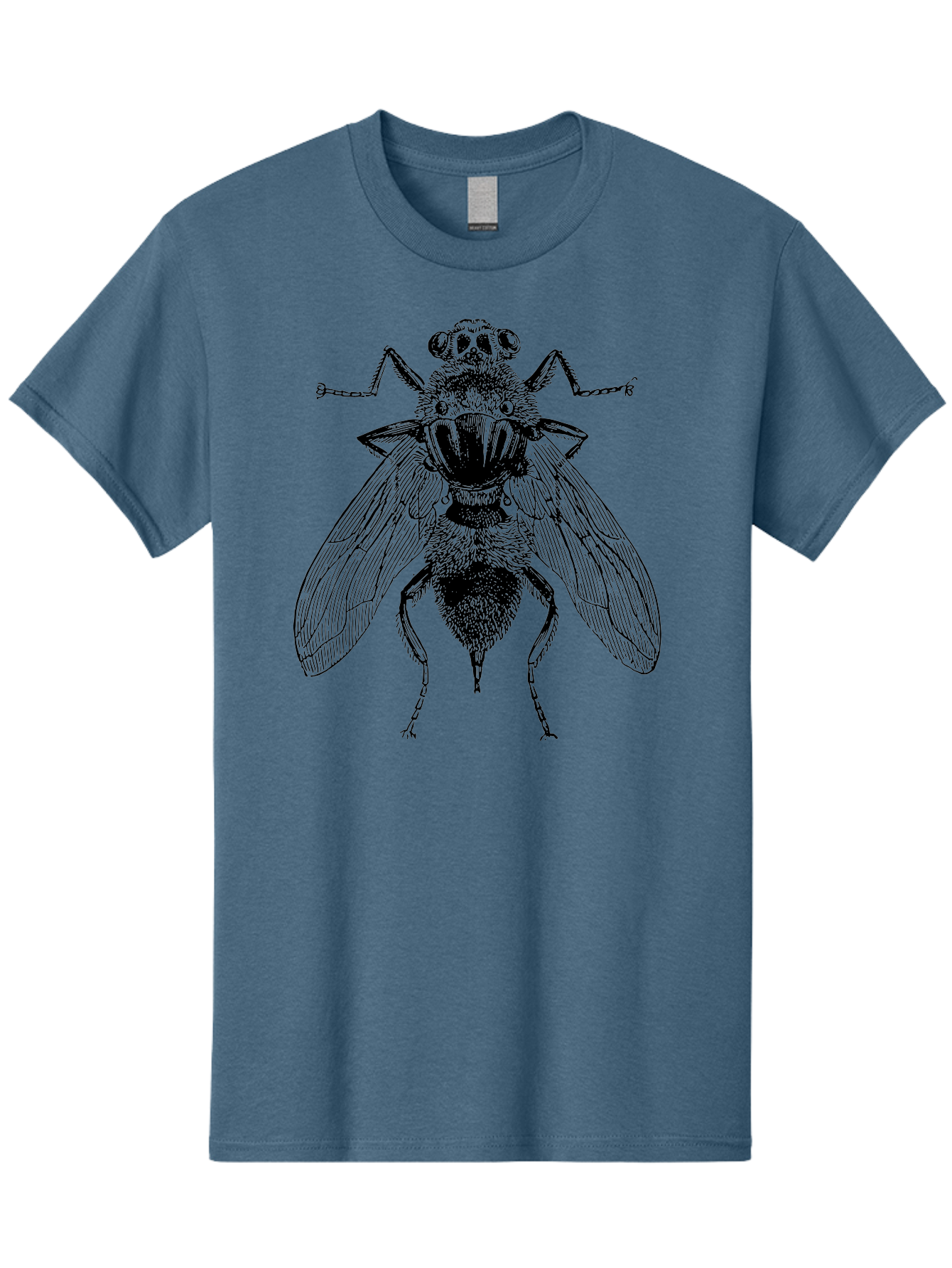 Fly-With-Chains Men'S Graphic Tee, 100% Cotton, Comfortable Casual Summer Wear, Machine Washable, Fly Illustration, Insect Art, Entomology, Chained Fly, Symbolic Art, Surreal Imagery, Detailed Drawing, Wings, Insects In Chains, Aab533