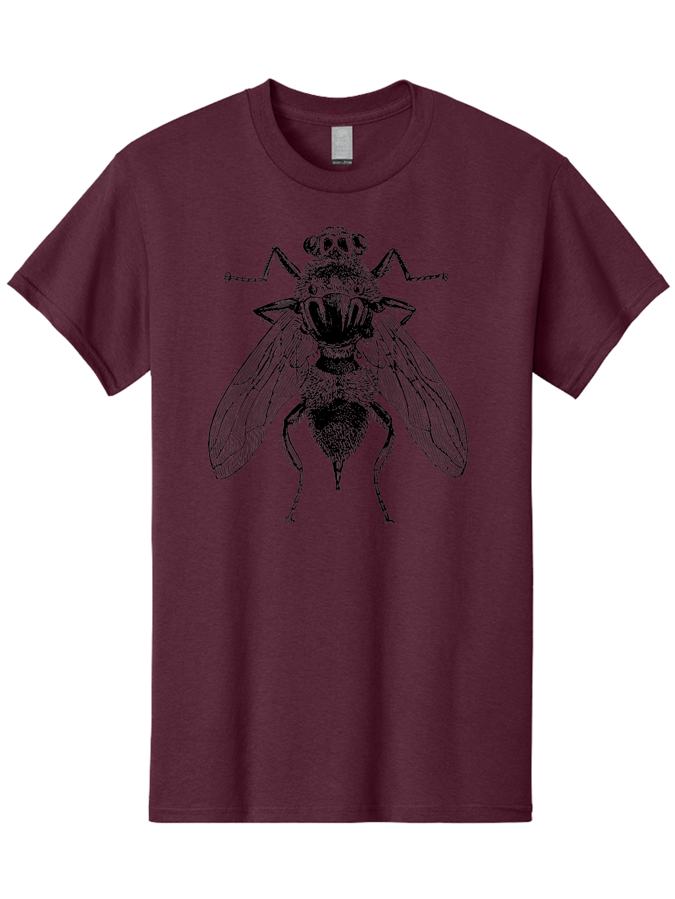 Fly-With-Chains Men'S Graphic Tee, 100% Cotton, Comfortable Casual Summer Wear, Machine Washable, Fly Illustration, Insect Art, Entomology, Chained Fly, Symbolic Art, Surreal Imagery, Detailed Drawing, Wings, Insects In Chains, Aab533