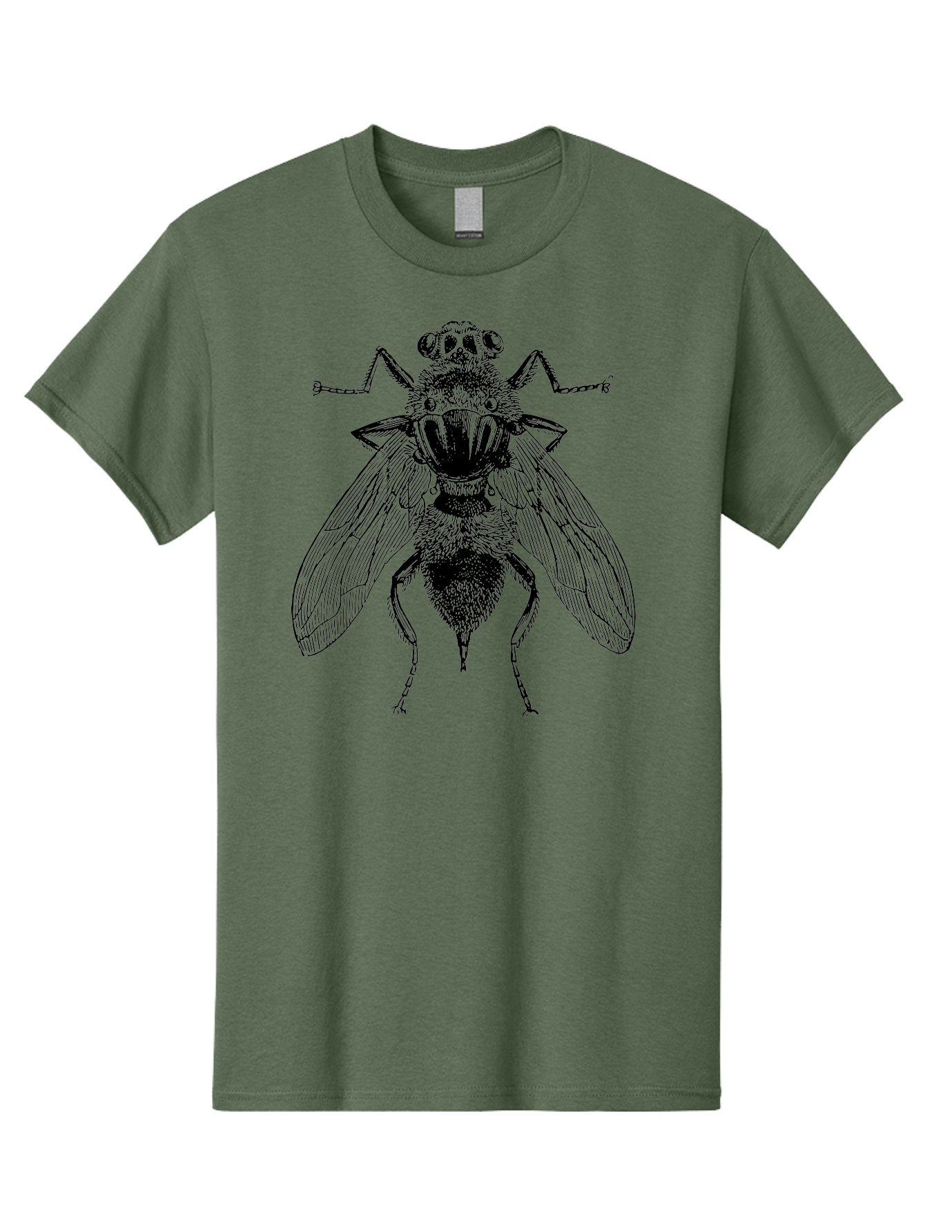 Fly-With-Chains Men'S Graphic Tee, 100% Cotton, Comfortable Casual Summer Wear, Machine Washable, Fly Illustration, Insect Art, Entomology, Chained Fly, Symbolic Art, Surreal Imagery, Detailed Drawing, Wings, Insects In Chains, Aab533