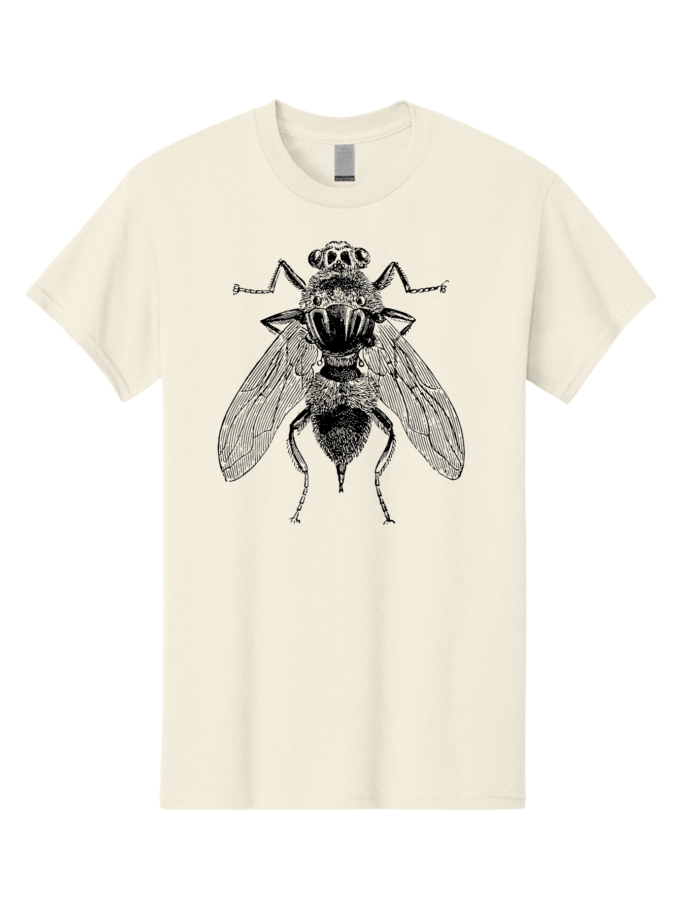 Fly-With-Chains Men'S Graphic Tee, 100% Cotton, Comfortable Casual Summer Wear, Machine Washable, Fly Illustration, Insect Art, Entomology, Chained Fly, Symbolic Art, Surreal Imagery, Detailed Drawing, Wings, Insects In Chains, Aab533