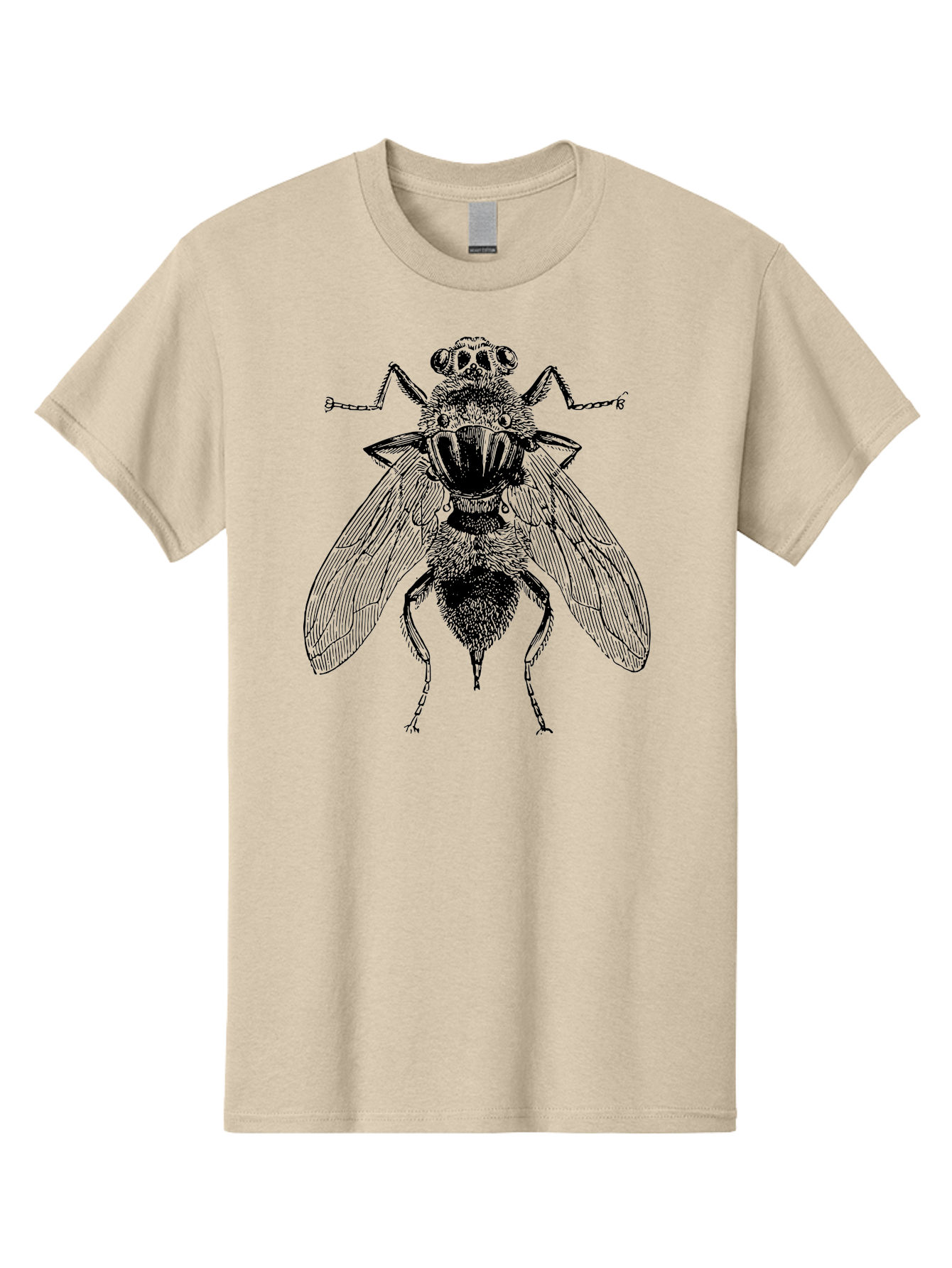 Fly-With-Chains Men'S Graphic Tee, 100% Cotton, Comfortable Casual Summer Wear, Machine Washable, Fly Illustration, Insect Art, Entomology, Chained Fly, Symbolic Art, Surreal Imagery, Detailed Drawing, Wings, Insects In Chains, Aab533