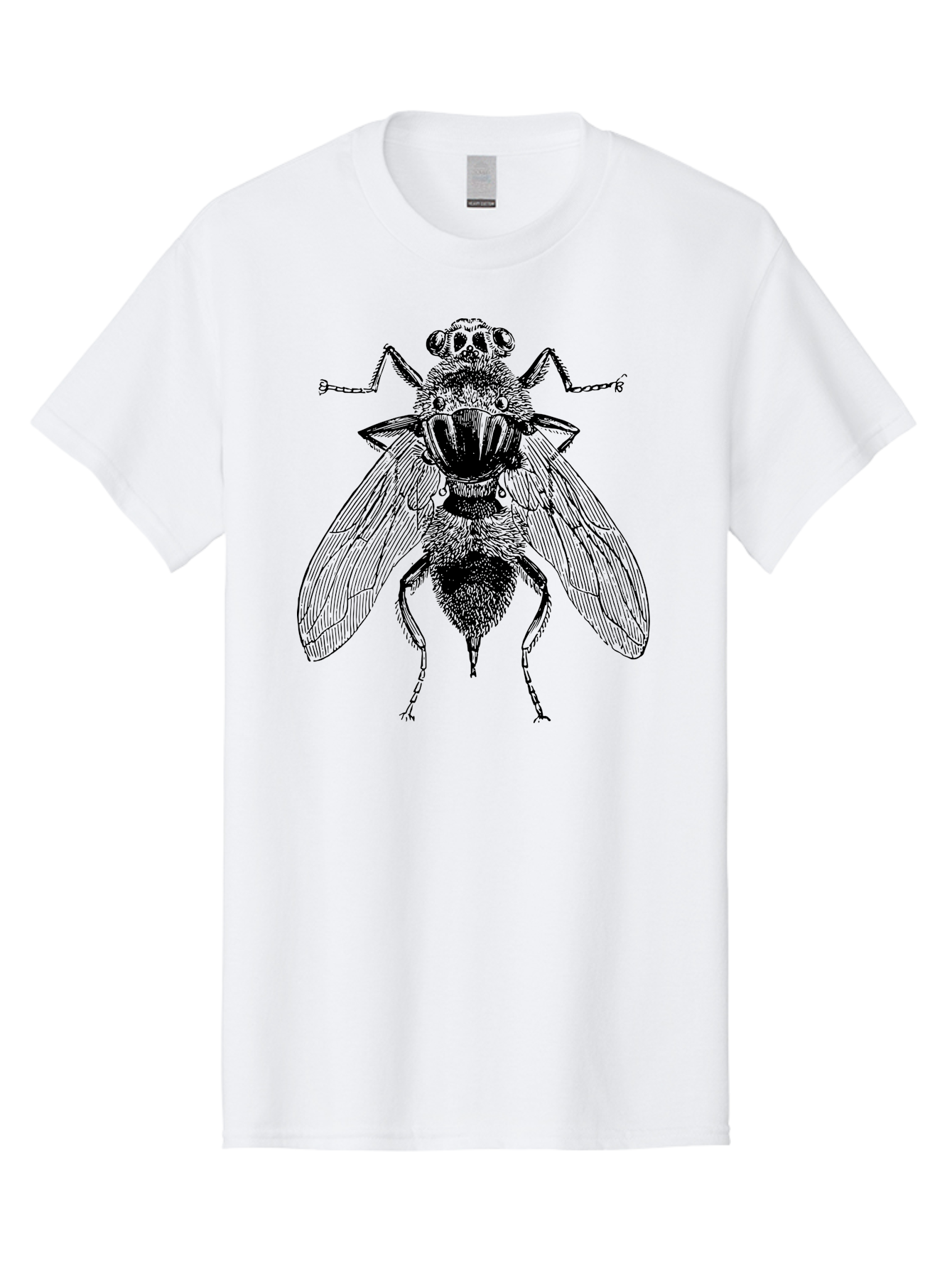 Fly-With-Chains Men'S Graphic Tee, 100% Cotton, Comfortable Casual Summer Wear, Machine Washable, Fly Illustration, Insect Art, Entomology, Chained Fly, Symbolic Art, Surreal Imagery, Detailed Drawing, Wings, Insects In Chains, Aab533