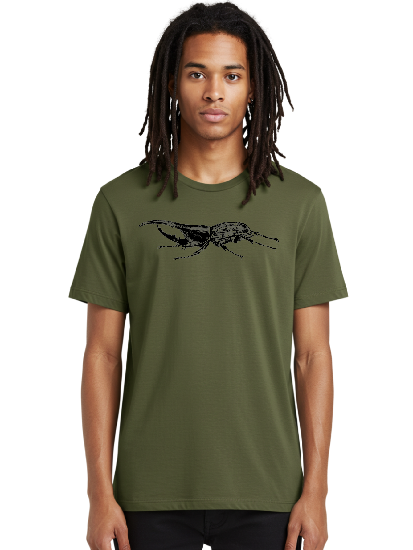 Giant-Stag-Beetle Men'S Graphic Tee, 100% Cotton, Comfortable Casual Summer Wear, Machine Washable, Giant Stag Beetle, Insect Silhouette, Wildlife Illustration, Entomology Art, Beetle Species, Dark Shadows, Detailed Insect, Insect Anatomy Aab535