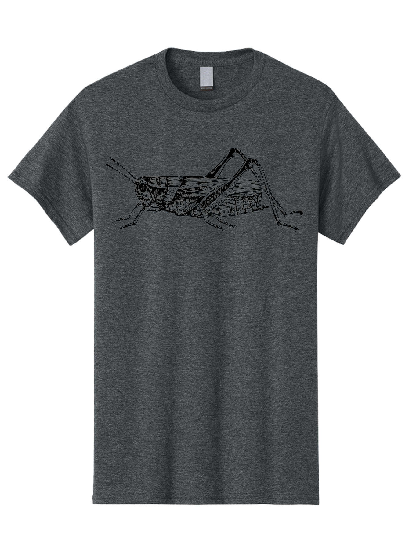 Grasshopper-Illustration Men'S Graphic Tee, 100% Cotton, Comfortable Casual Summer Wear, Machine Washable, Grasshopper Illustration, Insect Art, Detailed Drawing, Black And Green, Wildlife Graphic, Entomology, Nature Design, Bug Illustration Aab536