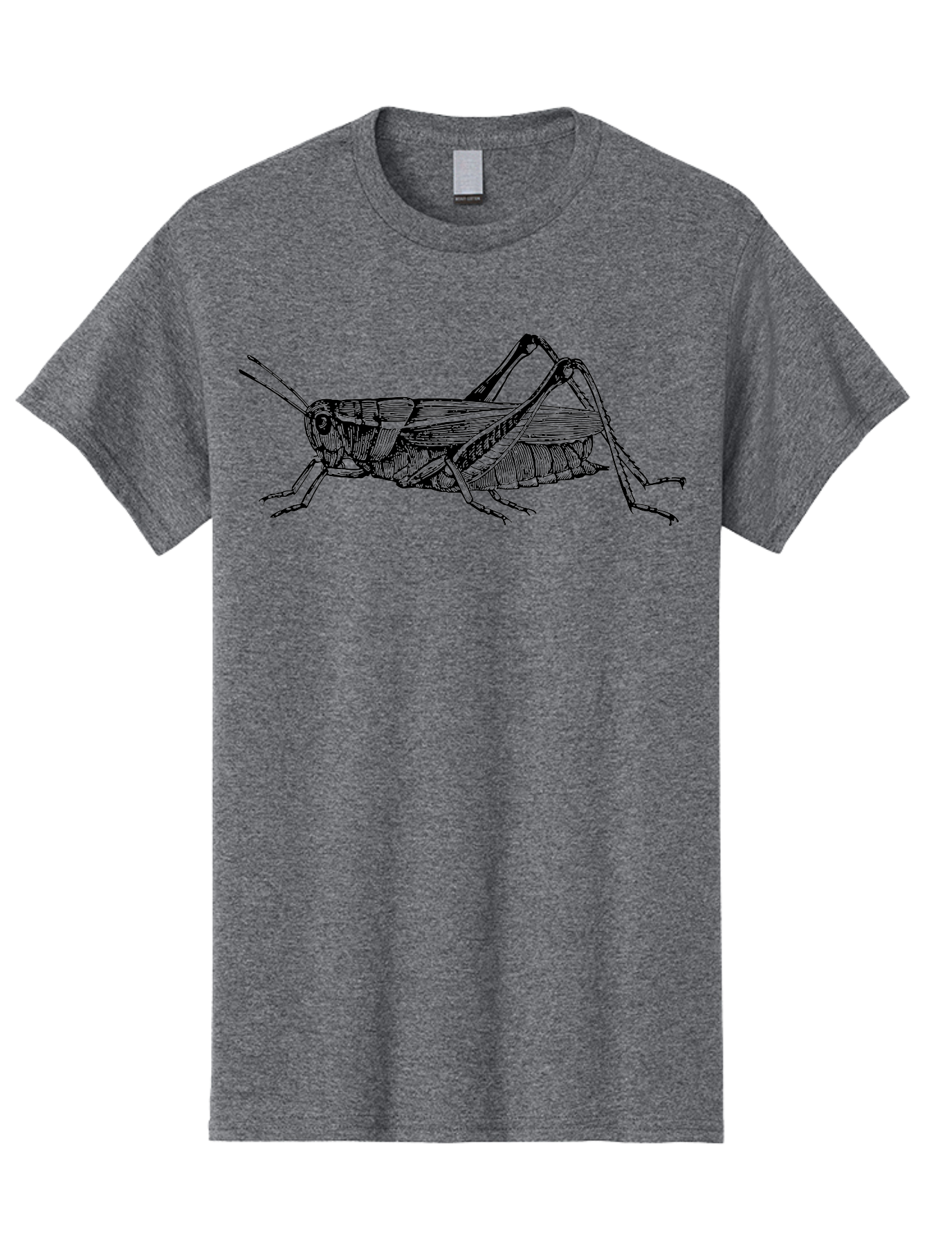 Grasshopper-Illustration Men'S Graphic Tee, 100% Cotton, Comfortable Casual Summer Wear, Machine Washable, Grasshopper Illustration, Insect Art, Detailed Drawing, Black And Green, Wildlife Graphic, Entomology, Nature Design, Bug Illustration Aab536