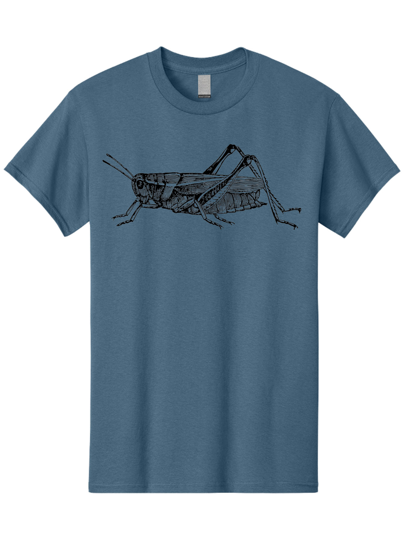 Grasshopper-Illustration Men'S Graphic Tee, 100% Cotton, Comfortable Casual Summer Wear, Machine Washable, Grasshopper Illustration, Insect Art, Detailed Drawing, Black And Green, Wildlife Graphic, Entomology, Nature Design, Bug Illustration Aab536