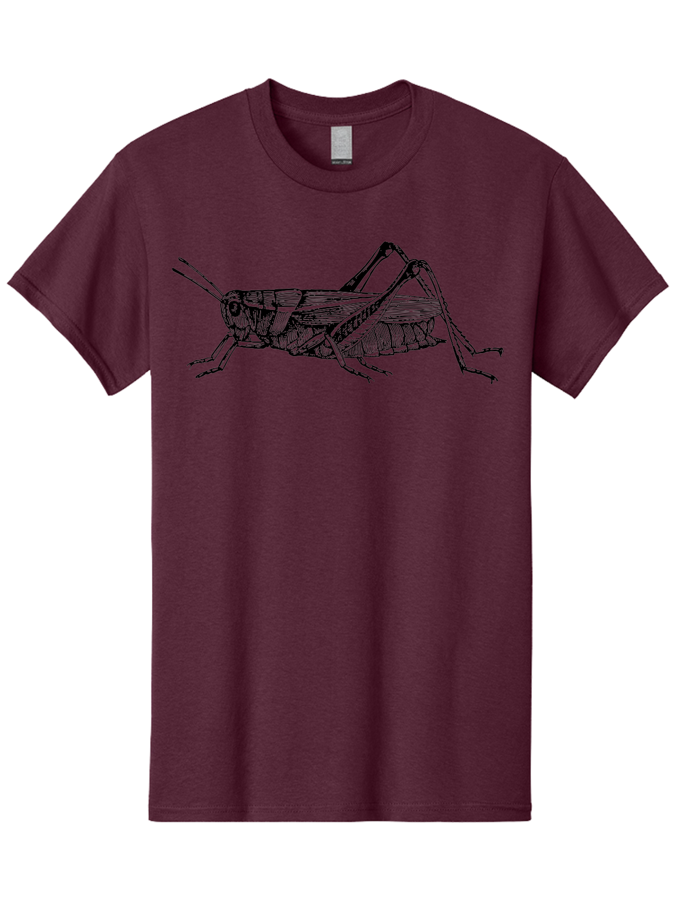 Grasshopper-Illustration Men'S Graphic Tee, 100% Cotton, Comfortable Casual Summer Wear, Machine Washable, Grasshopper Illustration, Insect Art, Detailed Drawing, Black And Green, Wildlife Graphic, Entomology, Nature Design, Bug Illustration Aab536