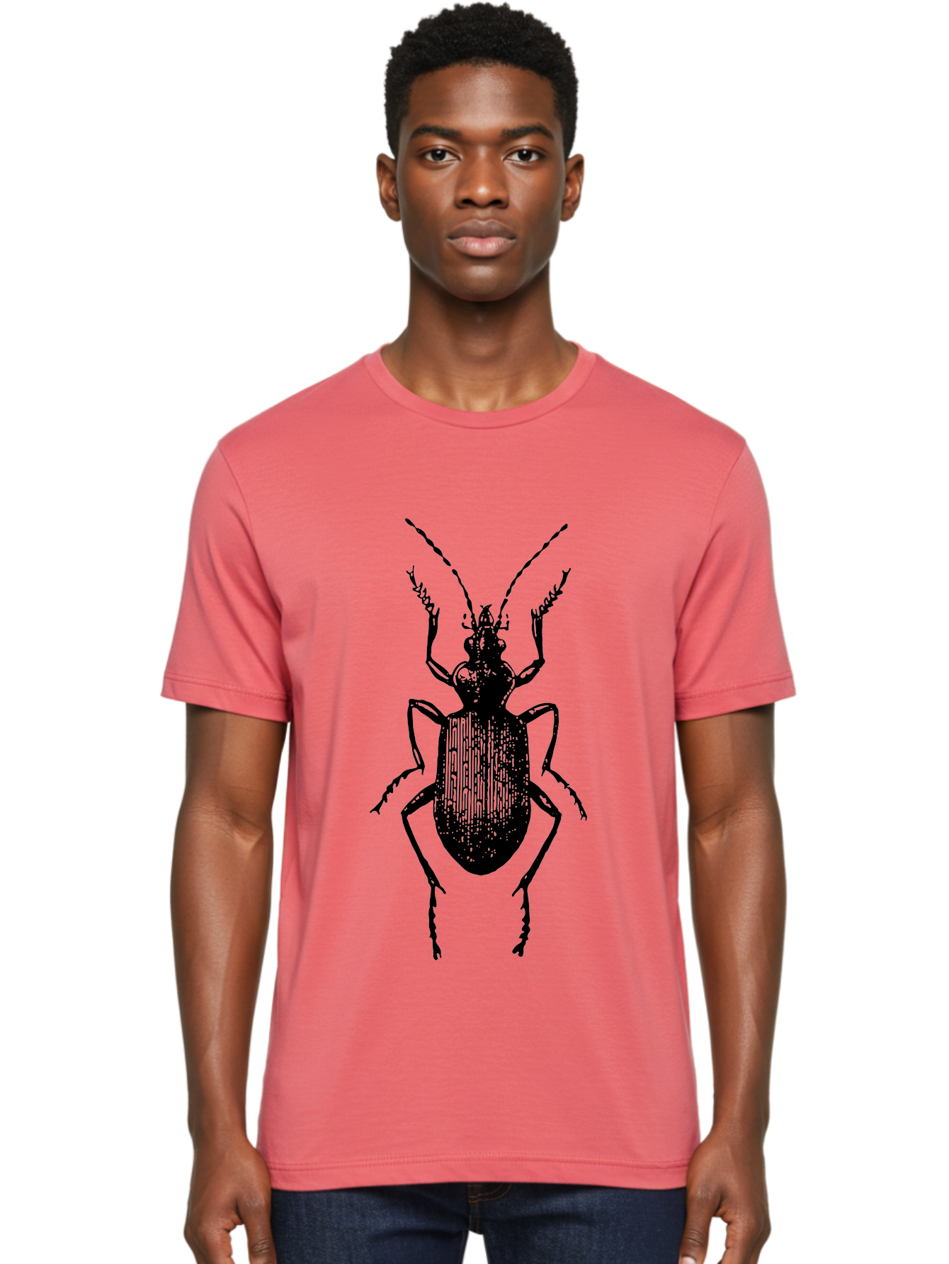 Ground-Beetle Men'S Graphic Tee, 100% Cotton, Comfortable Casual Summer Wear, Machine Washable, Black Beetle, Insect Silhouette, Detailed Illustration, Entomology Art, Bug Graphics, Six Legs, Antennae, Vector Design Aab538